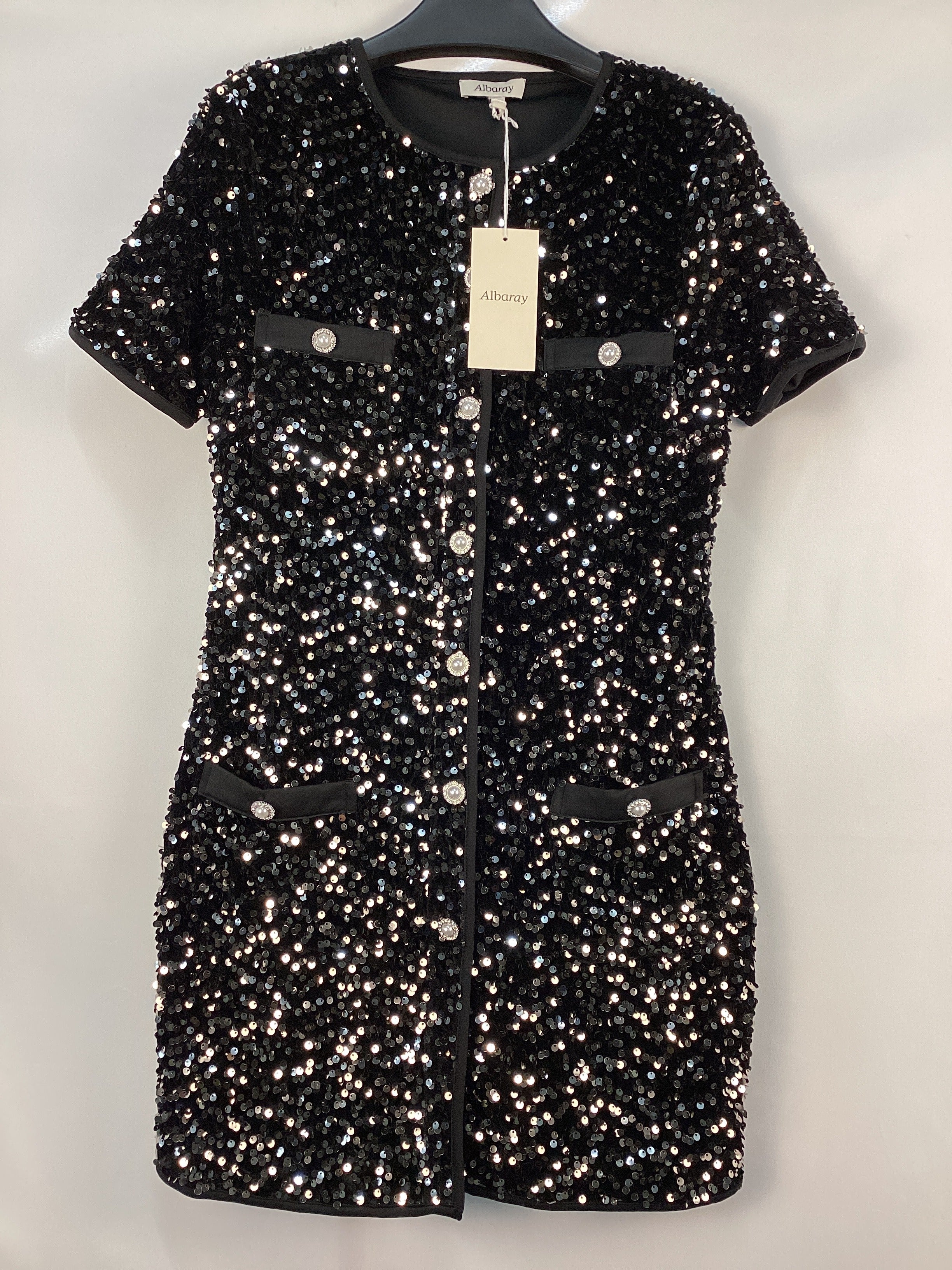 Re-Loved  Velvet Sequin Pocket Dress - Size 10