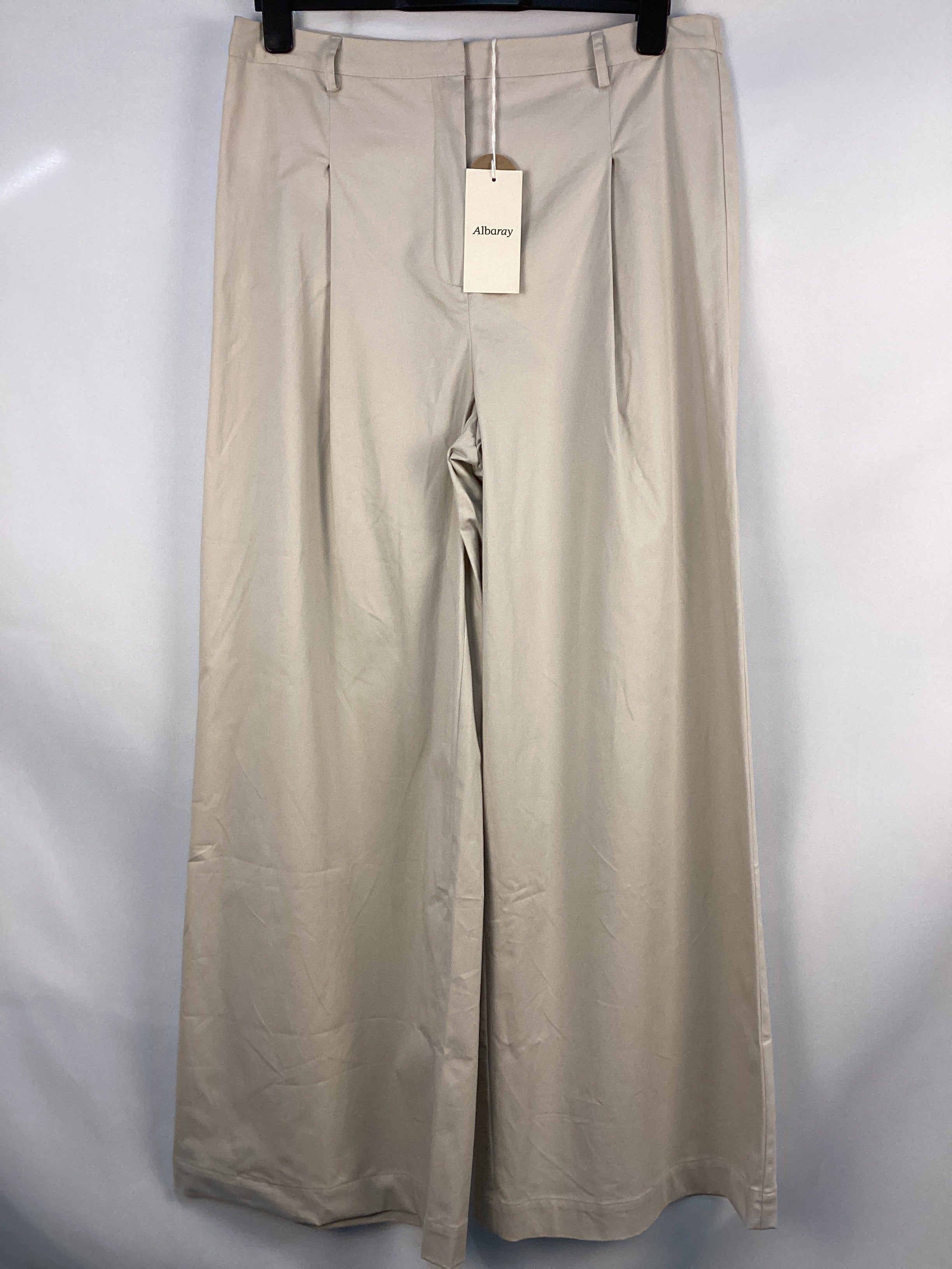 Re-Loved  Stone Super Wide Leg Trousers - Size 16