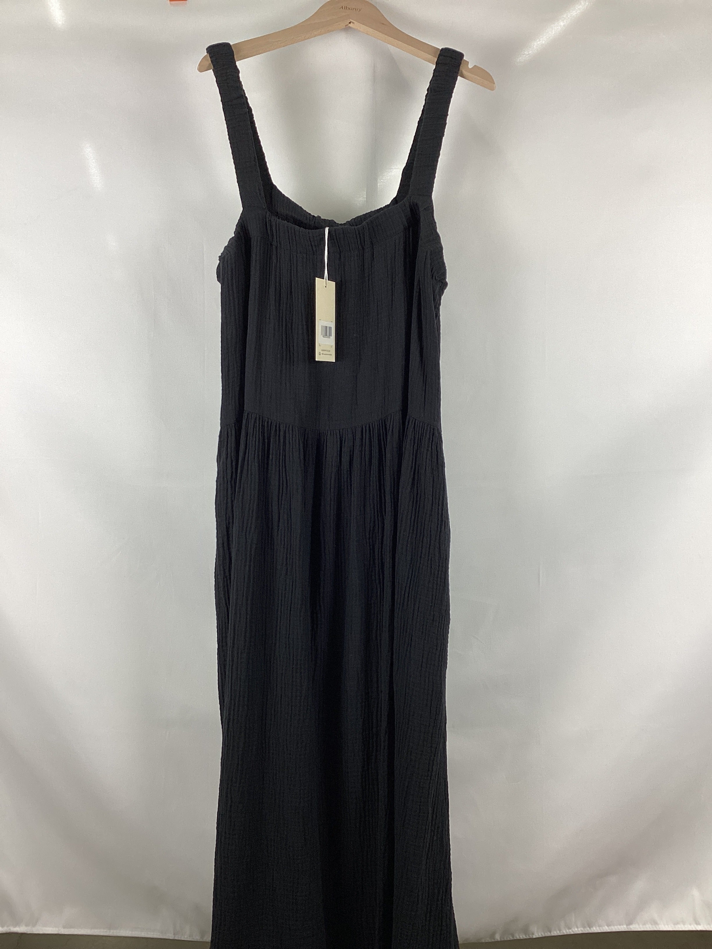 Re-Loved Black Cheesecloth Maxi Dress - Size 16