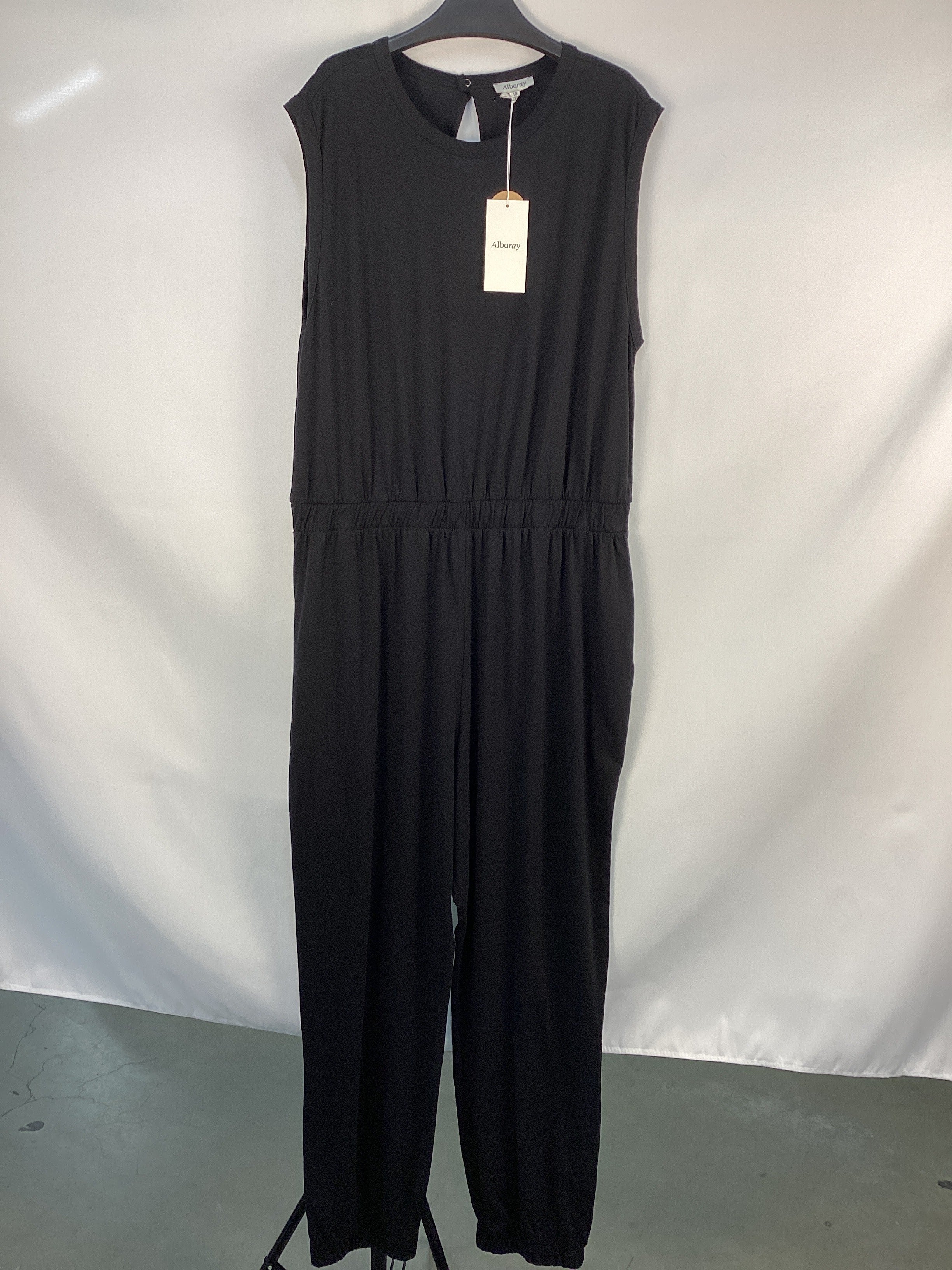 Re-Loved  Organic Cotton Black Tank Jumpsuit - Size 18