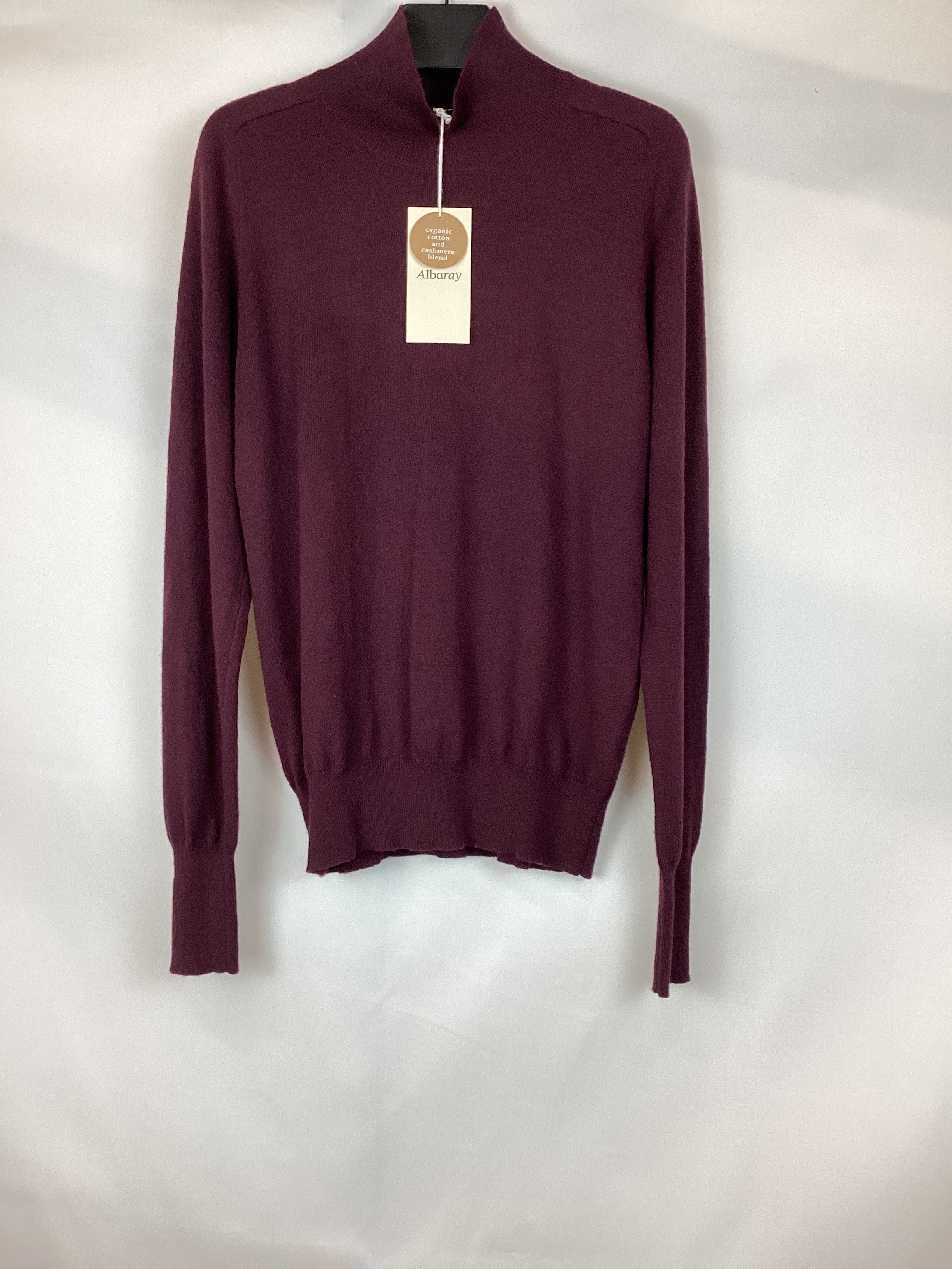 Re-Loved Burgundy Cotton & Cashmere Blend Turtle Neck Jumper - Size 12