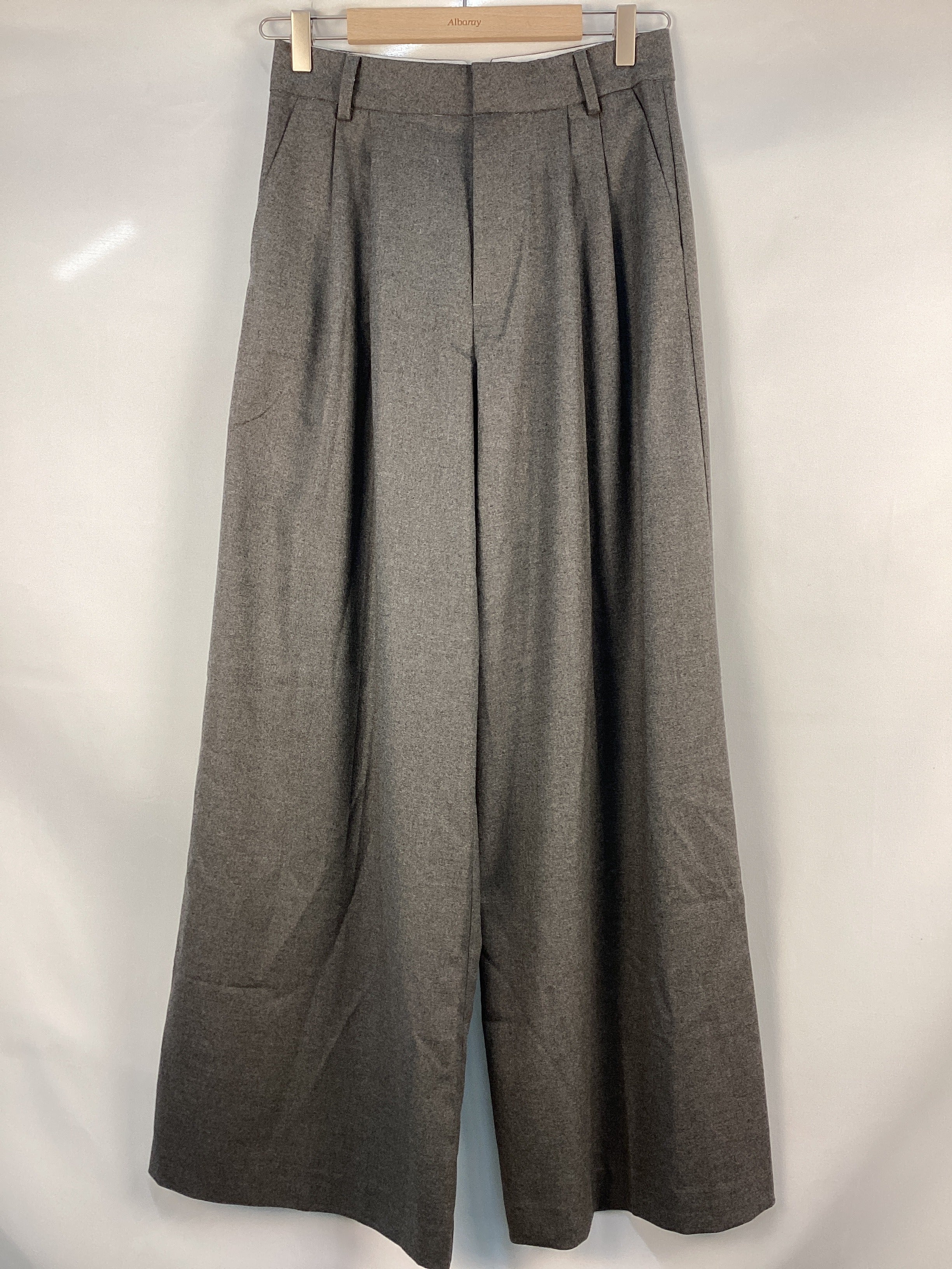 Re-Loved  Grey Flannel Pleat Front Trouser - Size 8
