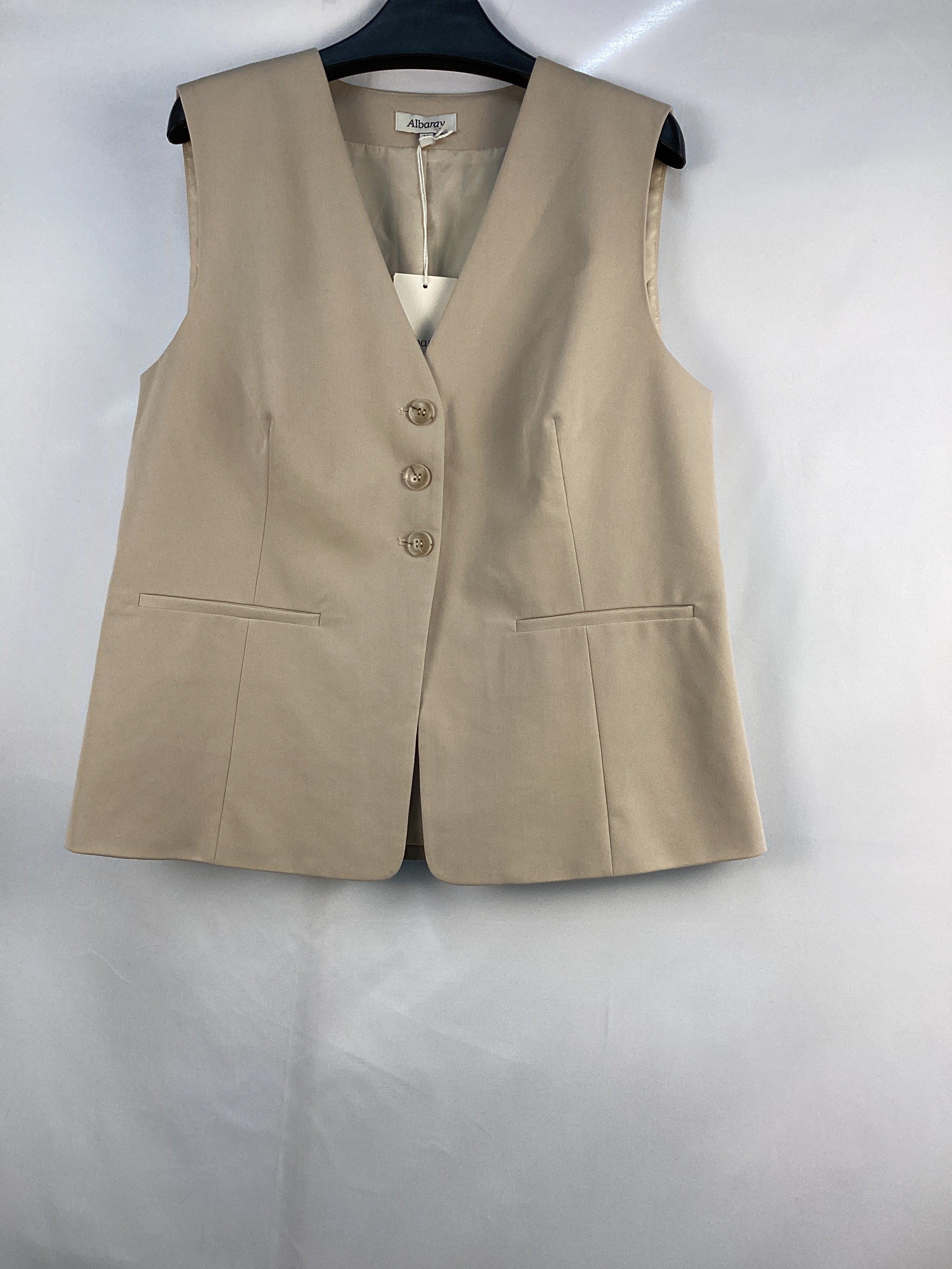Re-Loved Stone Tailored Cutaway Waistcoat - Size 14