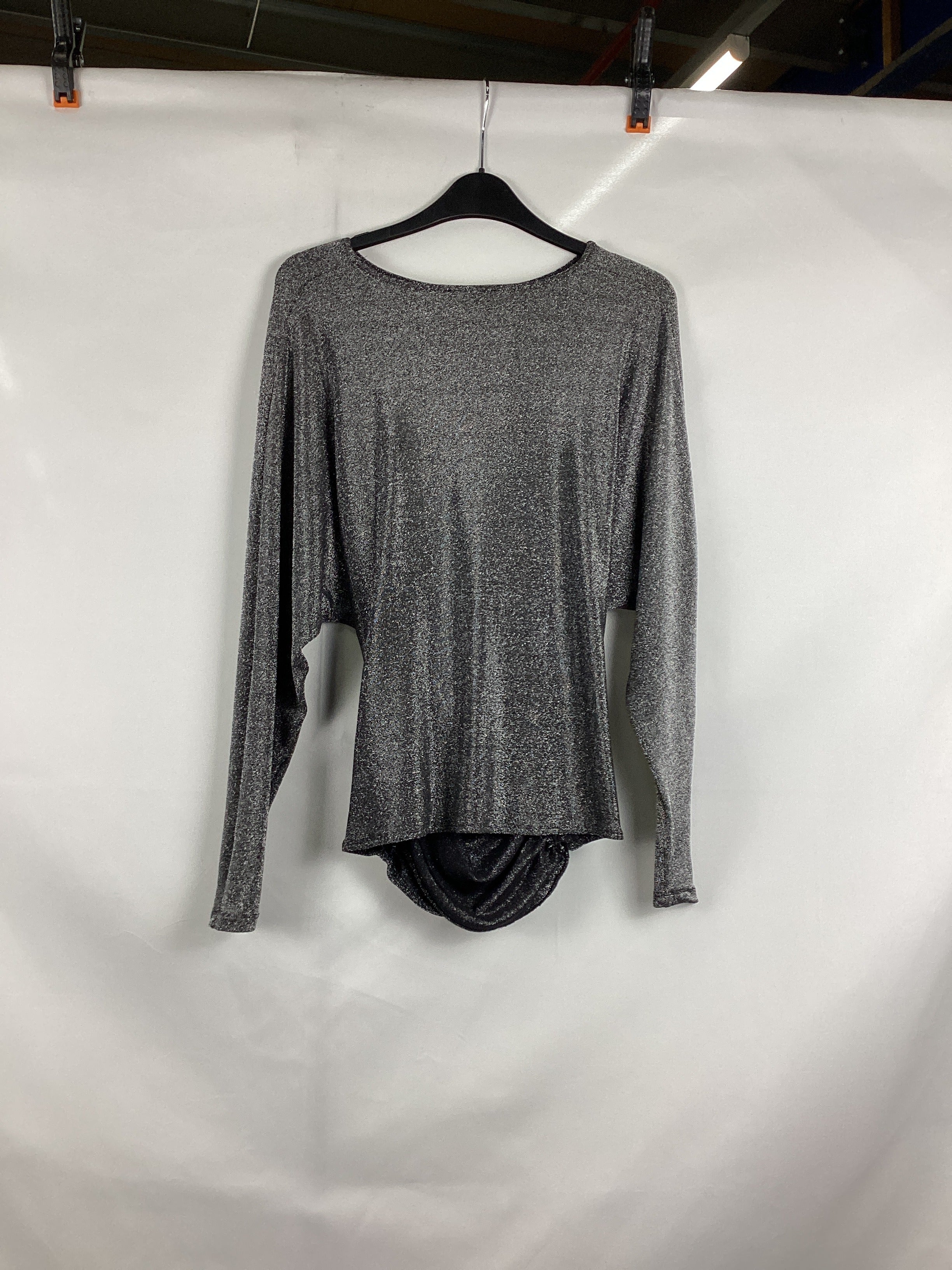 Re-Loved Silver Glitter Drape Top - Size 10
