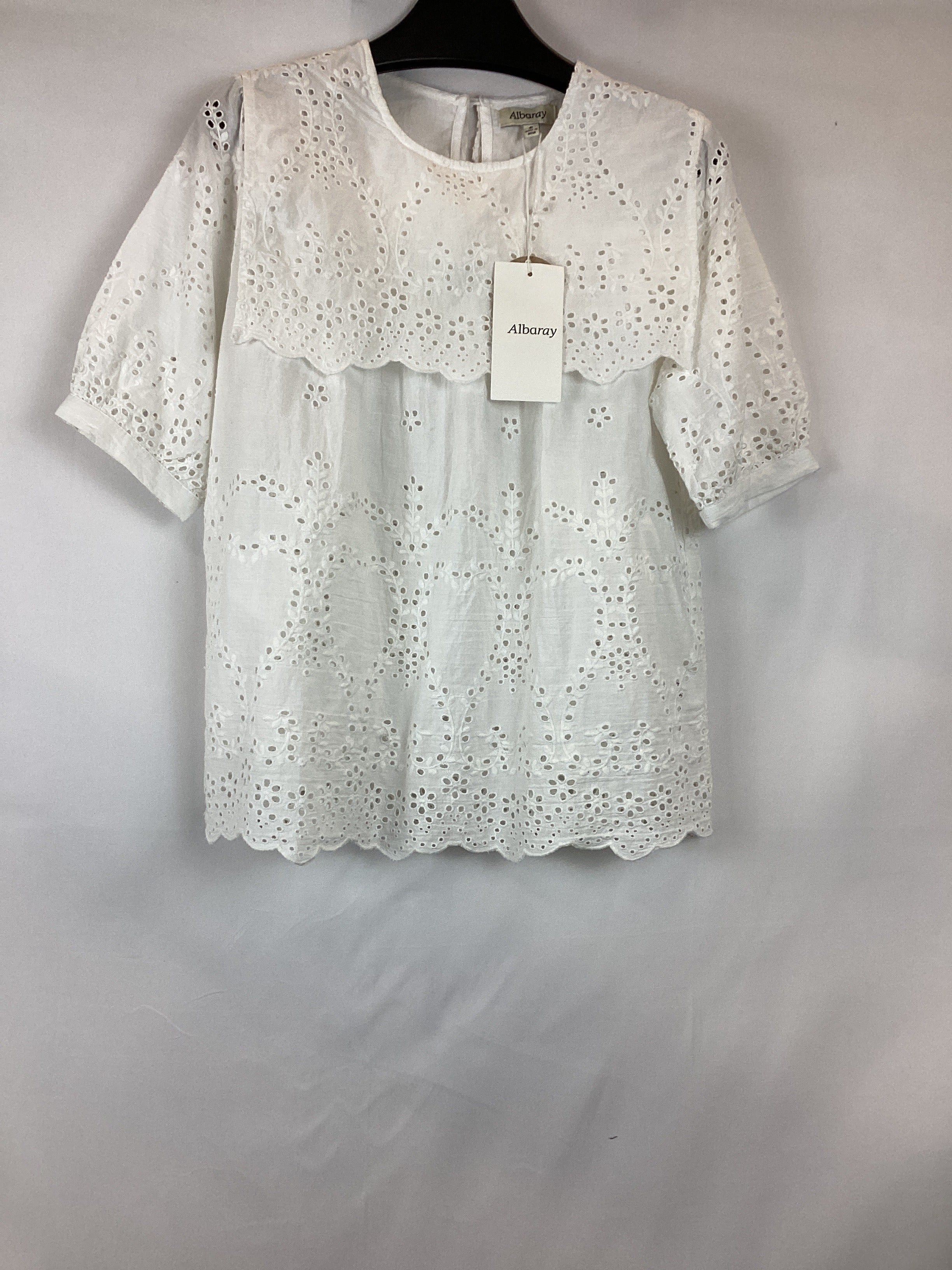 Re-Loved White Embroidered Top - Size 8