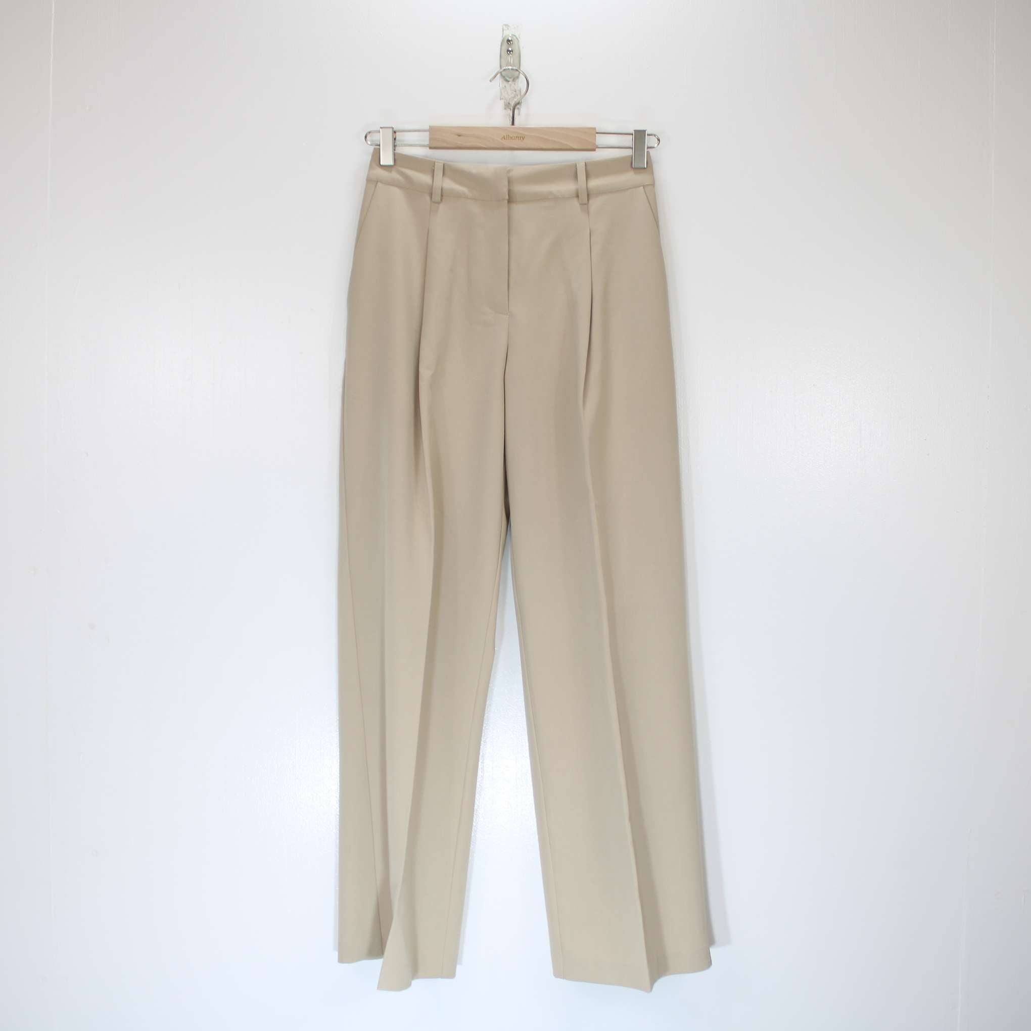 Re-Loved Stone Tailored Pleat Front Trouser Size 8