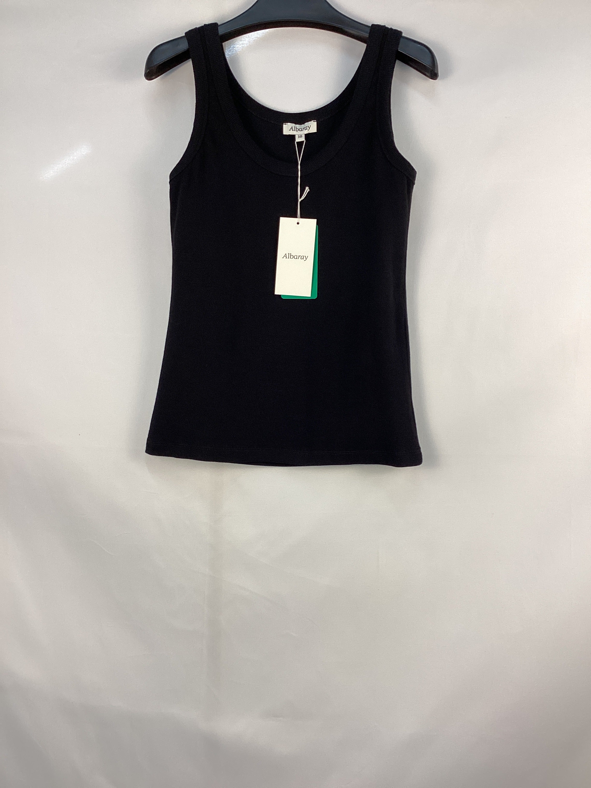 Re-Loved  Black Scoop Rib Vest - Size 10
