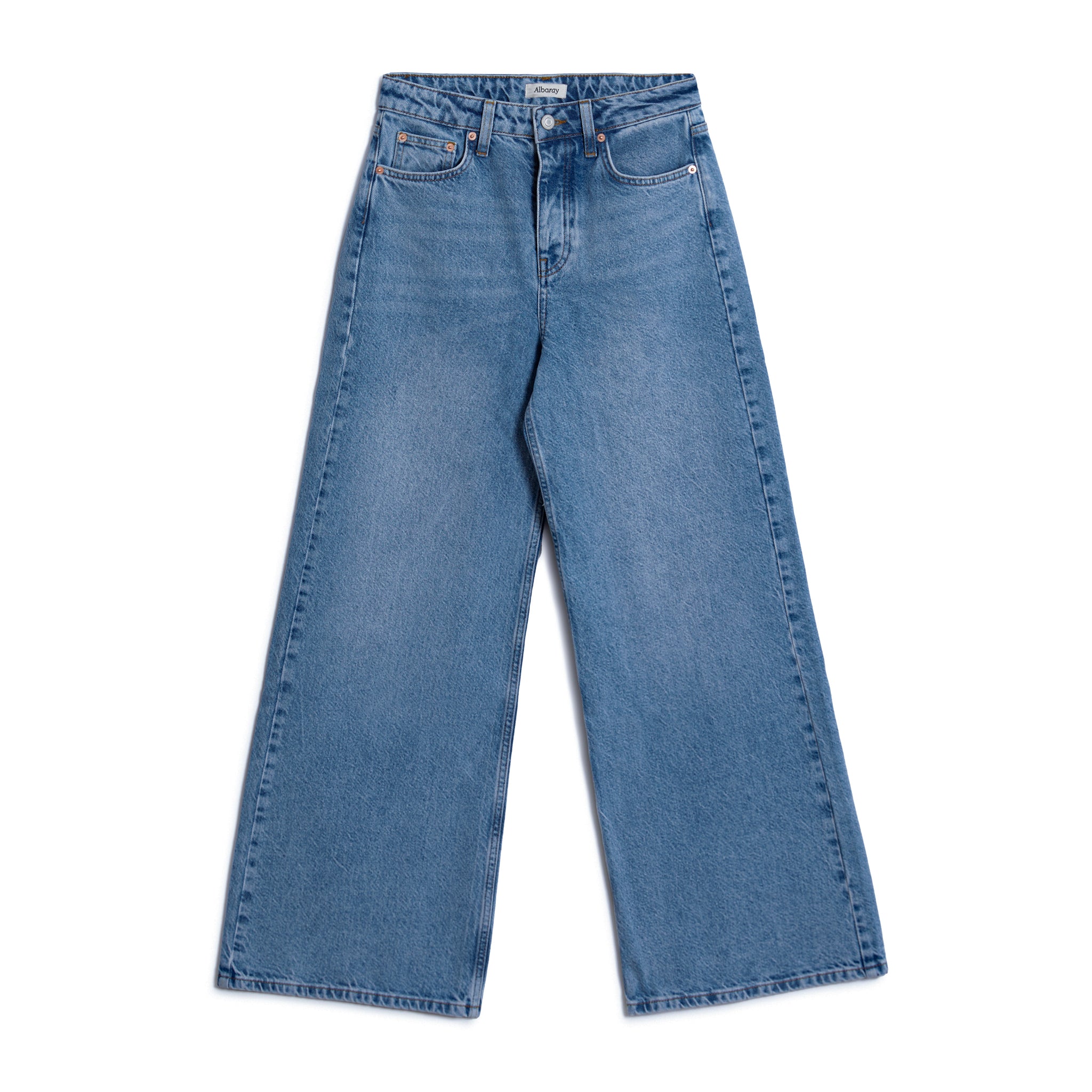 Dark Wash Full Length Wide Leg Jeans