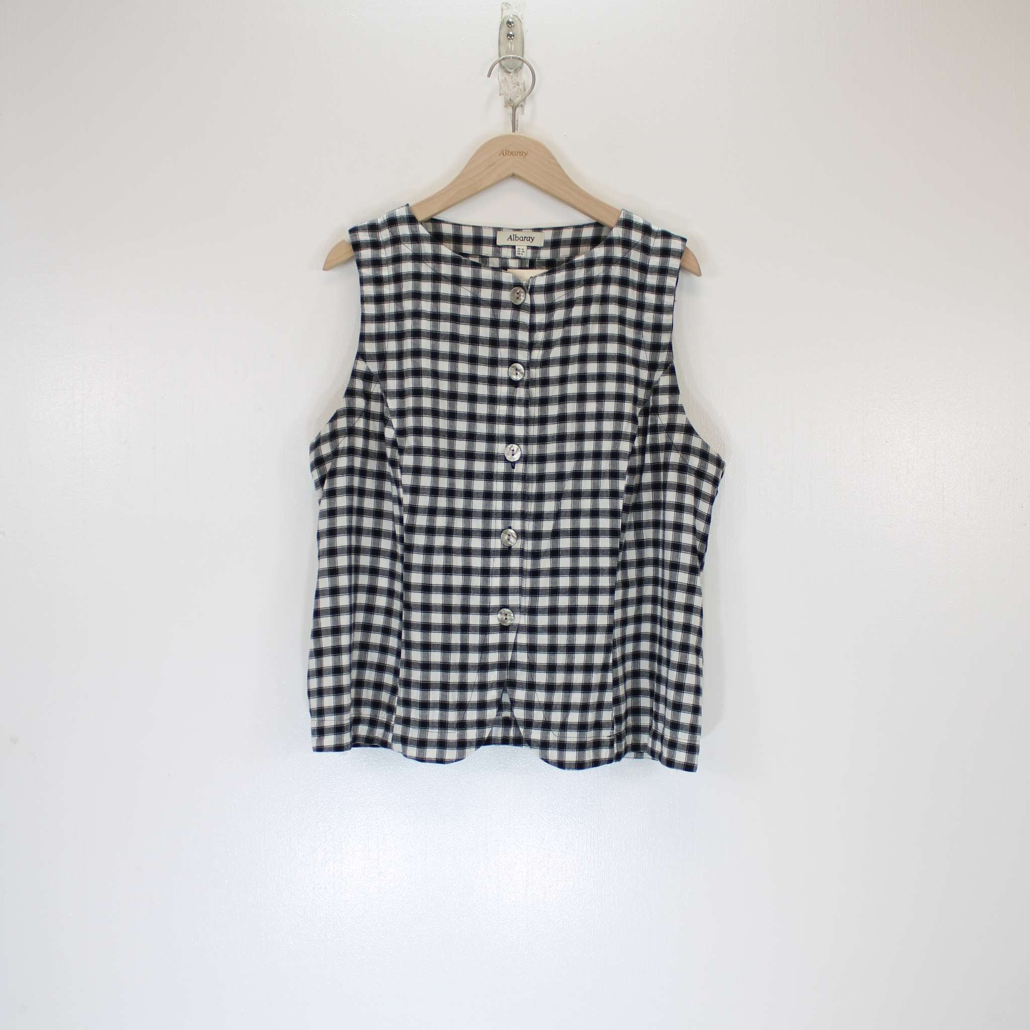 Re-Loved Black & White Gingham Waistcoat Size 12