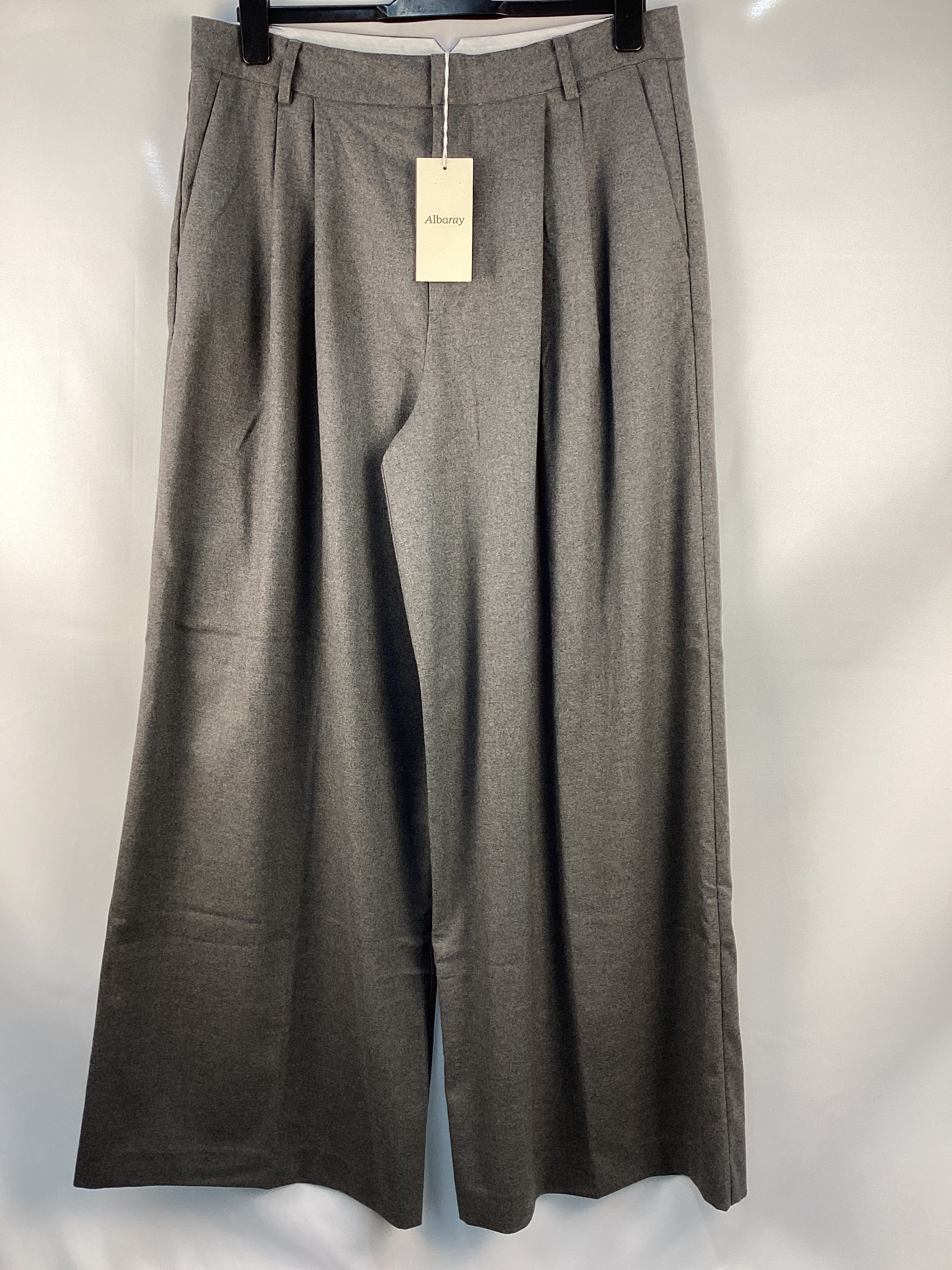 Re-Loved Grey Flannel Pleat Front Trouser - Size 14