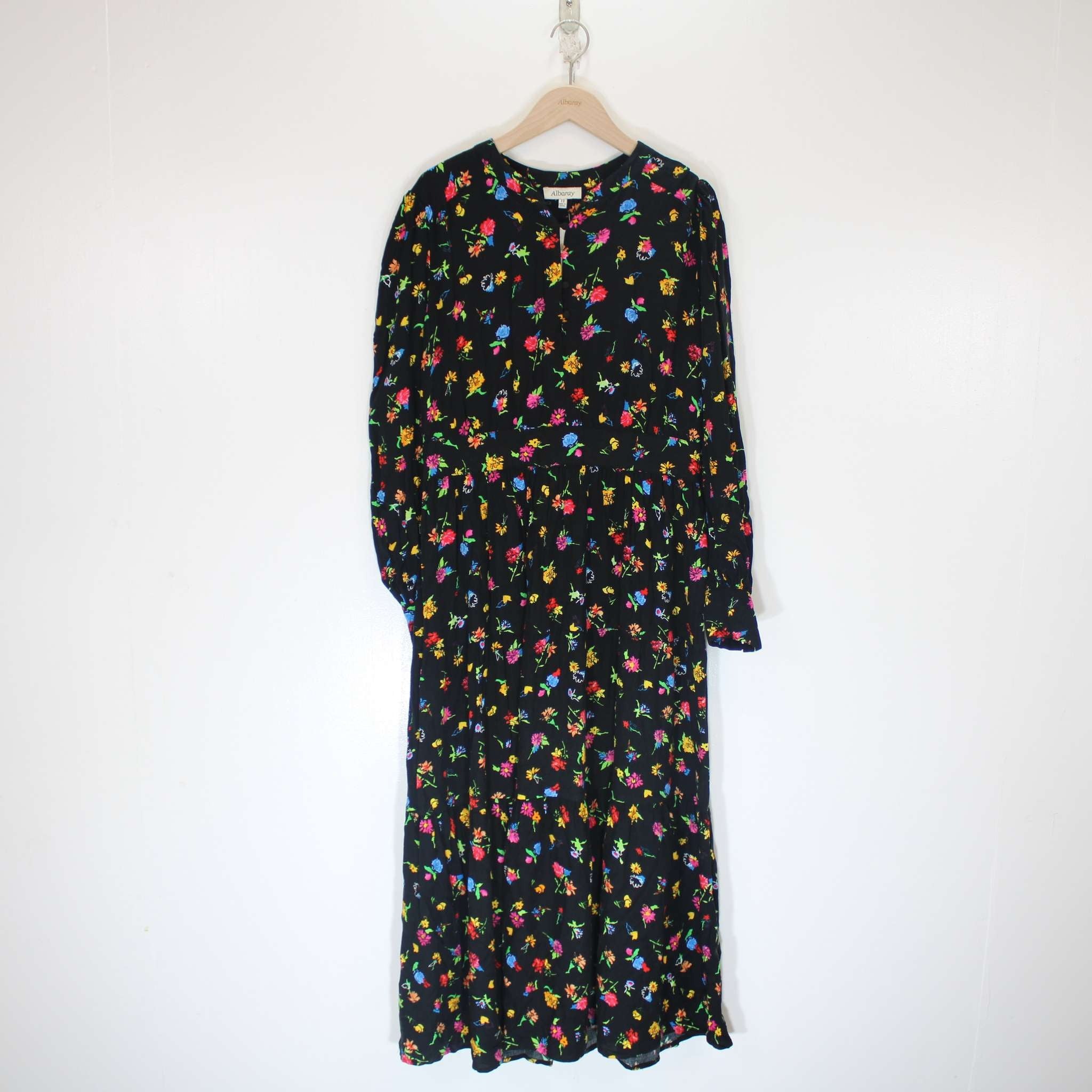 Re-Loved Bright Floral Tiered Midi Dress Size 12