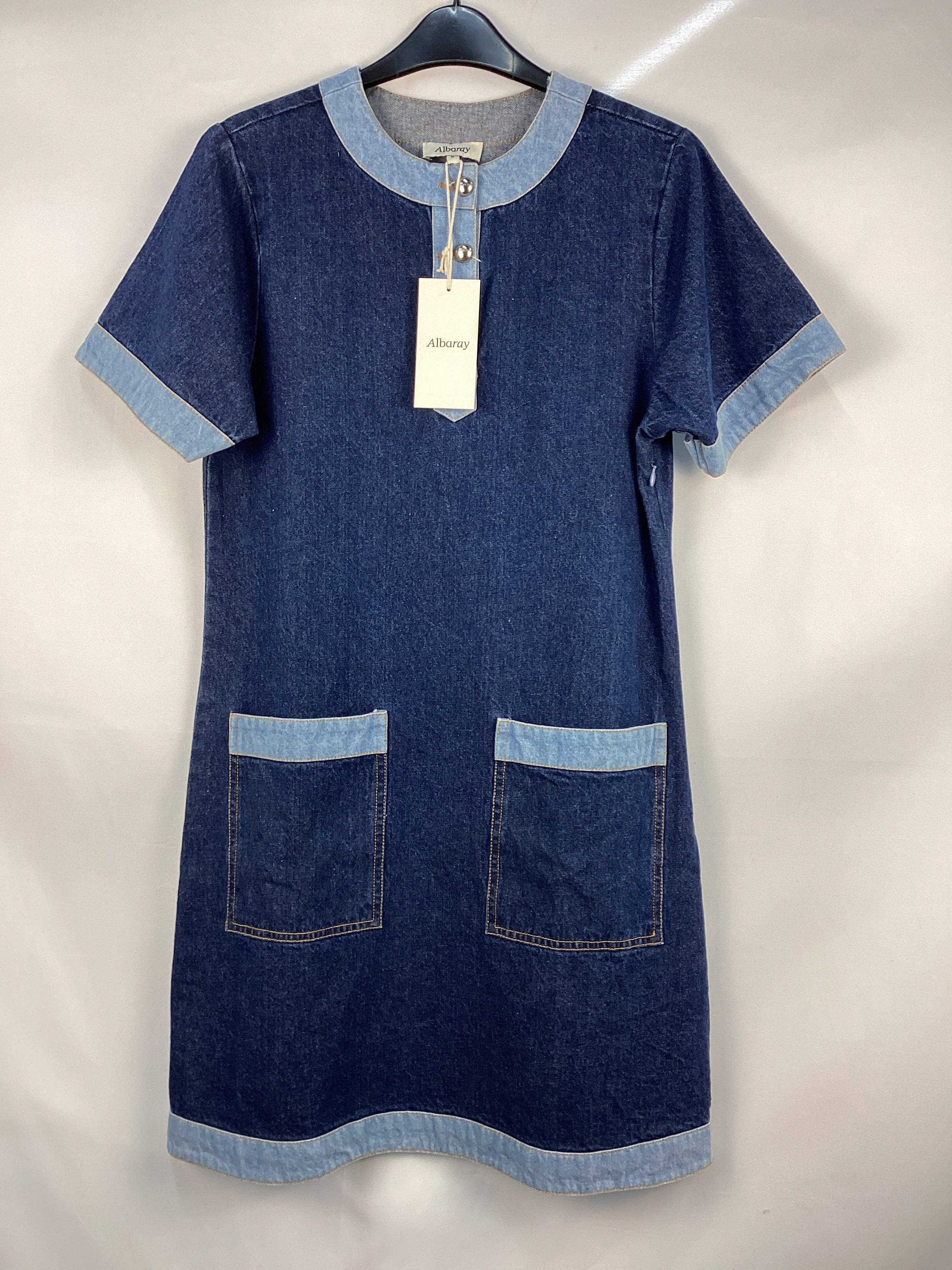Re-Loved Contrast Denim Short Dress - Size 8