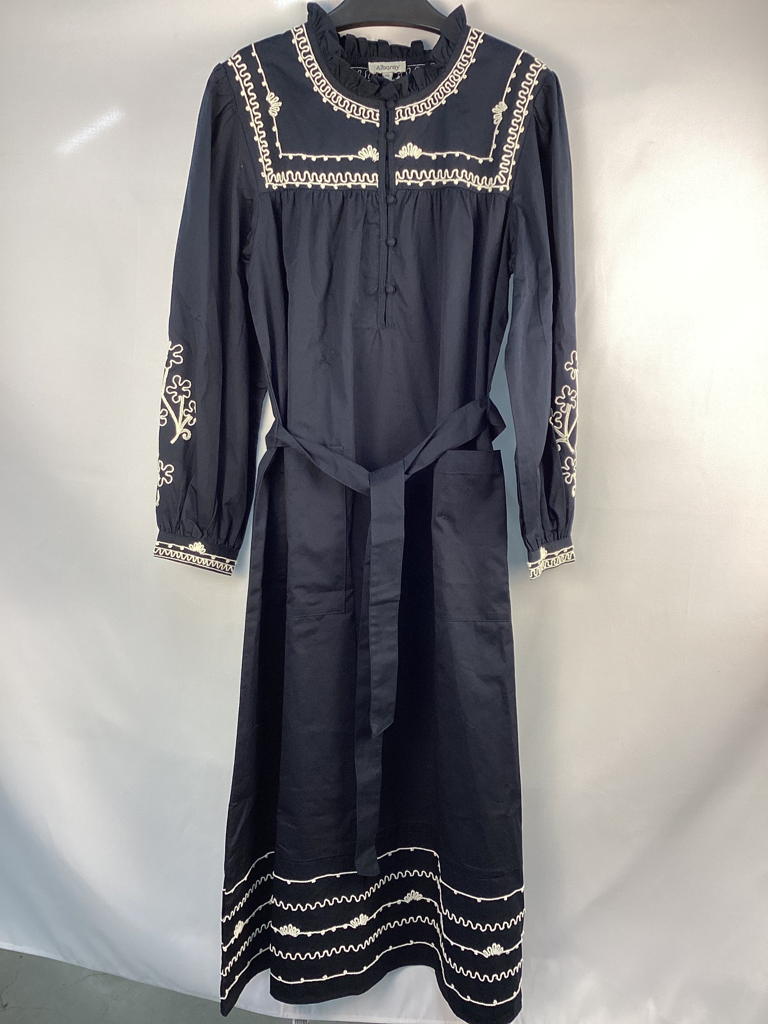 Re-Loved Navy Embroidered Dress - Size 12