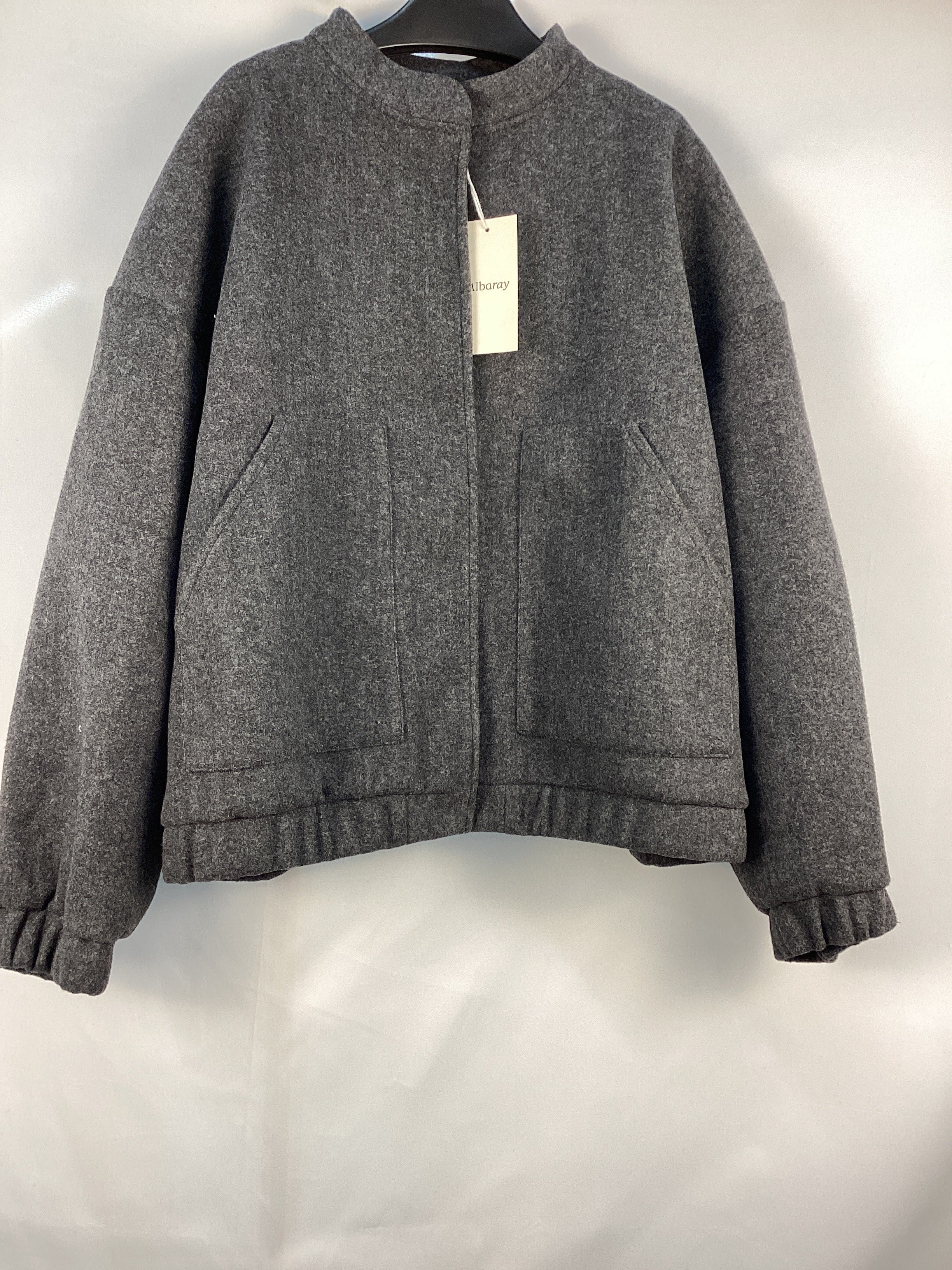 Re-Loved Grey Flannel Bomber Jacket - Size 16