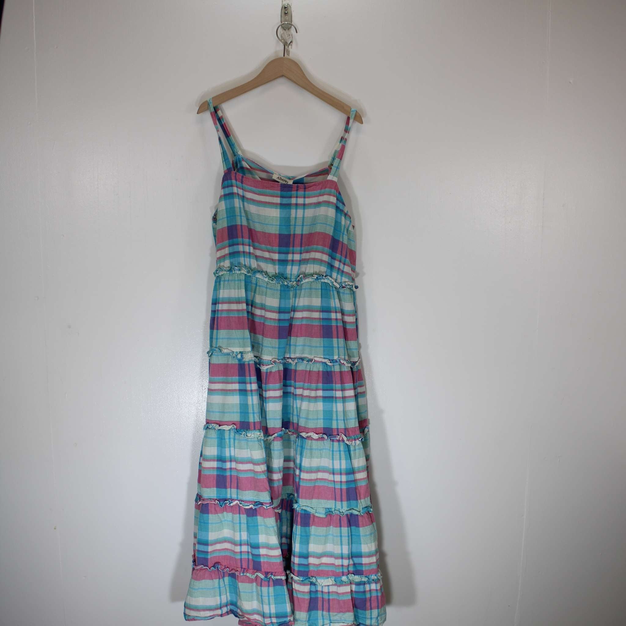 Re-Loved Check Tiered Strappy Midi Dress Size 18