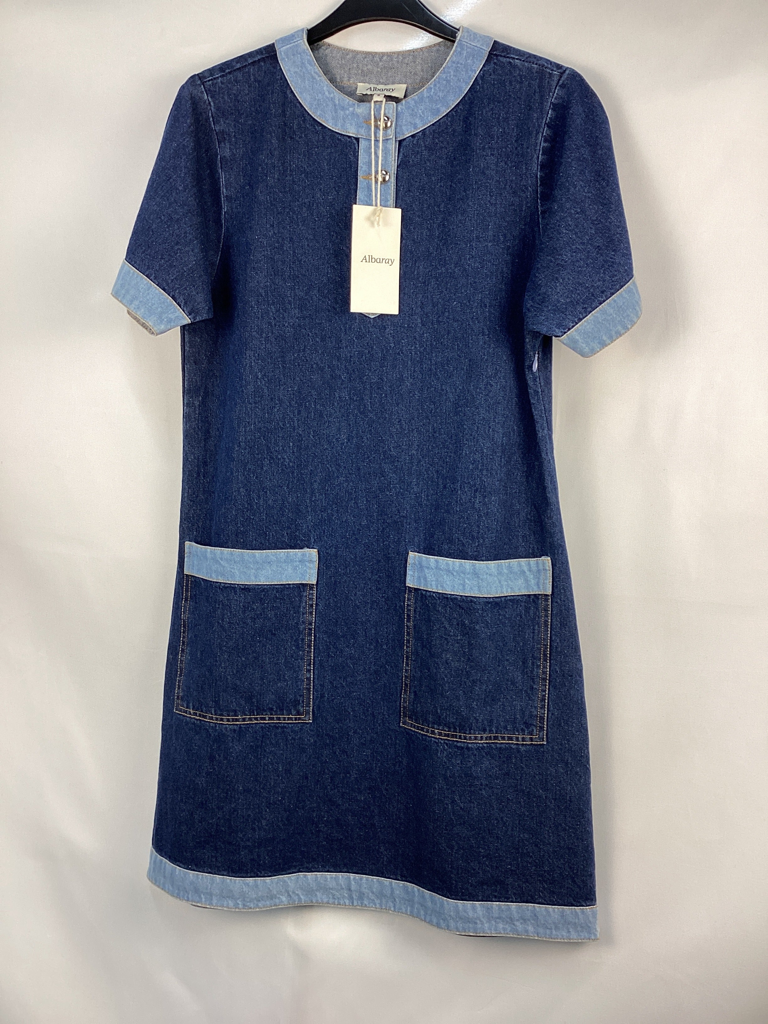 Re-Loved Contrast Denim Short Dress - Size 8