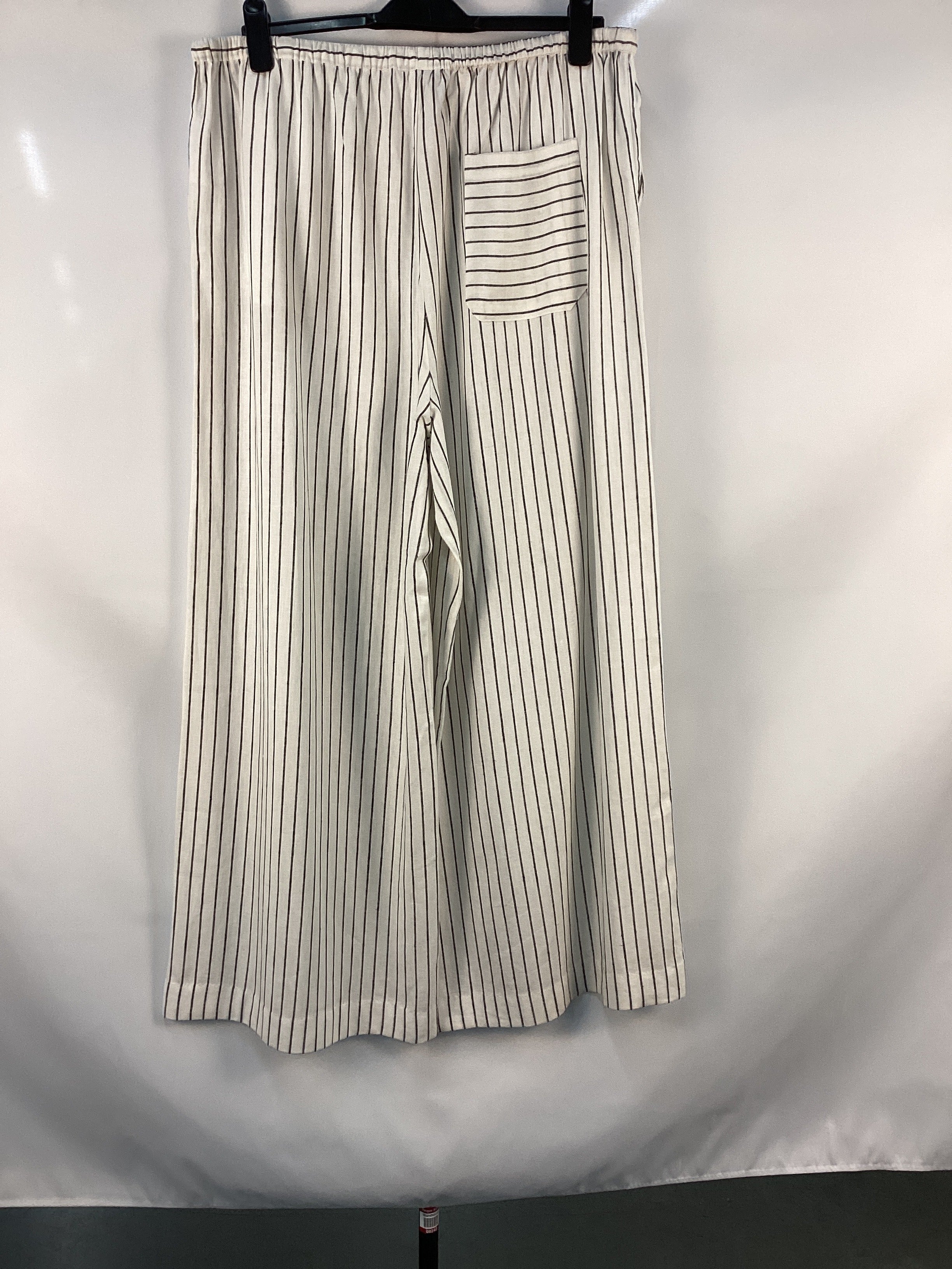 Re-Loved Stripe Linen Blend Drawstring Trousers- Size 18