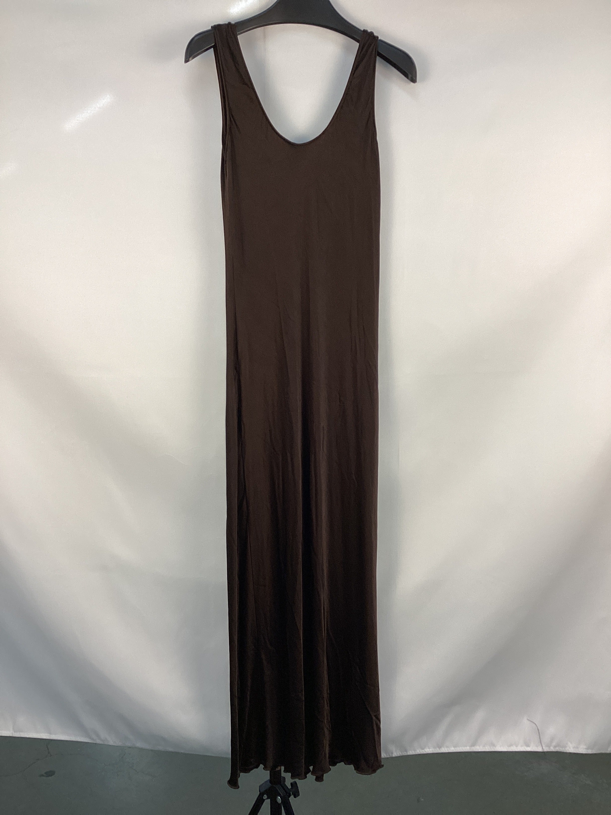 Re-Loved  Chocolate Satin Scoop Neck Dress - Size 8