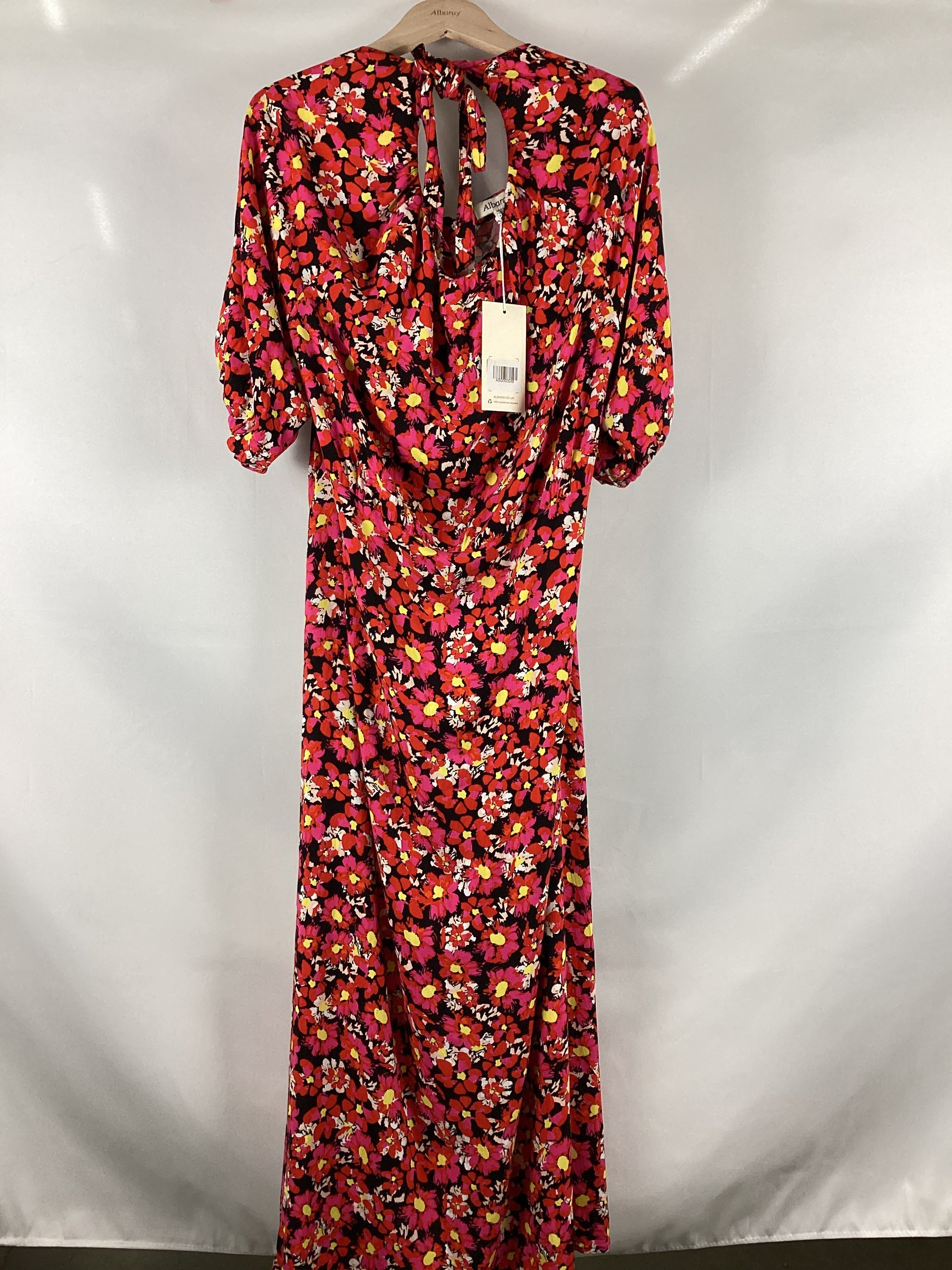 Re-Loved Bold Carnation Print Midi Dress - Size 16