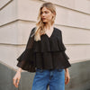 Chiffon Spot Ruffle Top