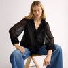 Lace Trim Chiffon Spot Blouse