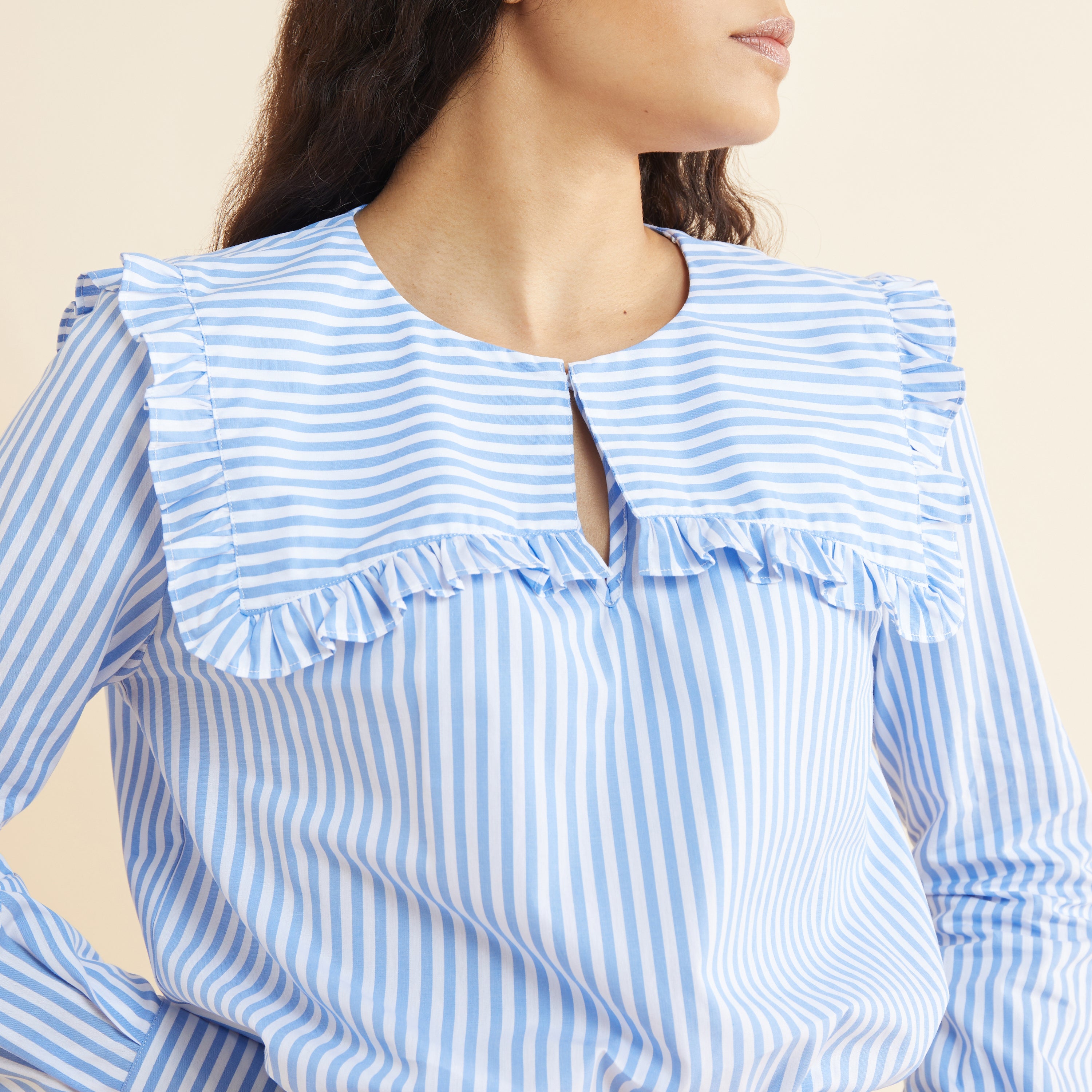 Organic Cotton Blue Stripe Collar Top