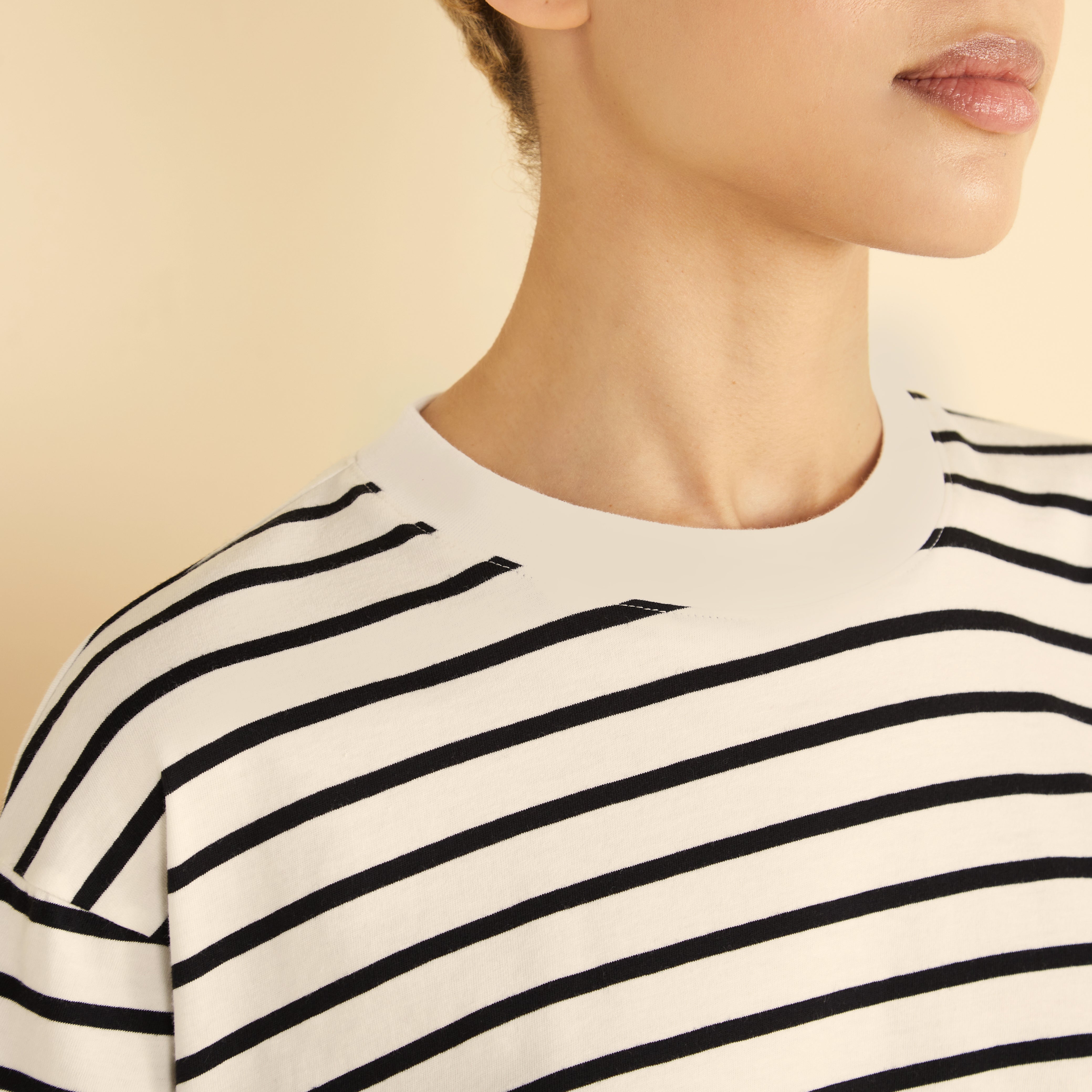 Black Relaxed Stripe Tee