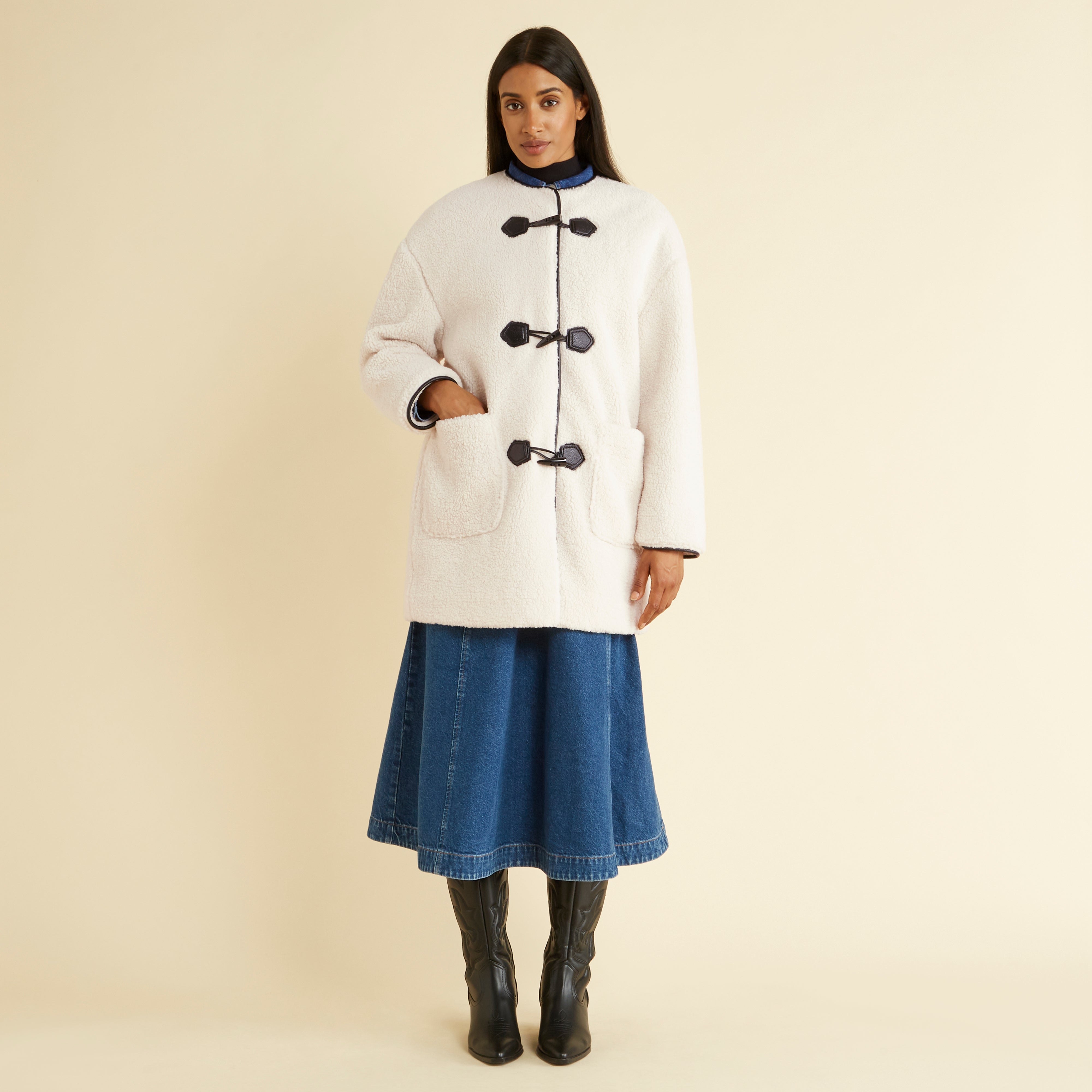 Cream borg 2025 coat