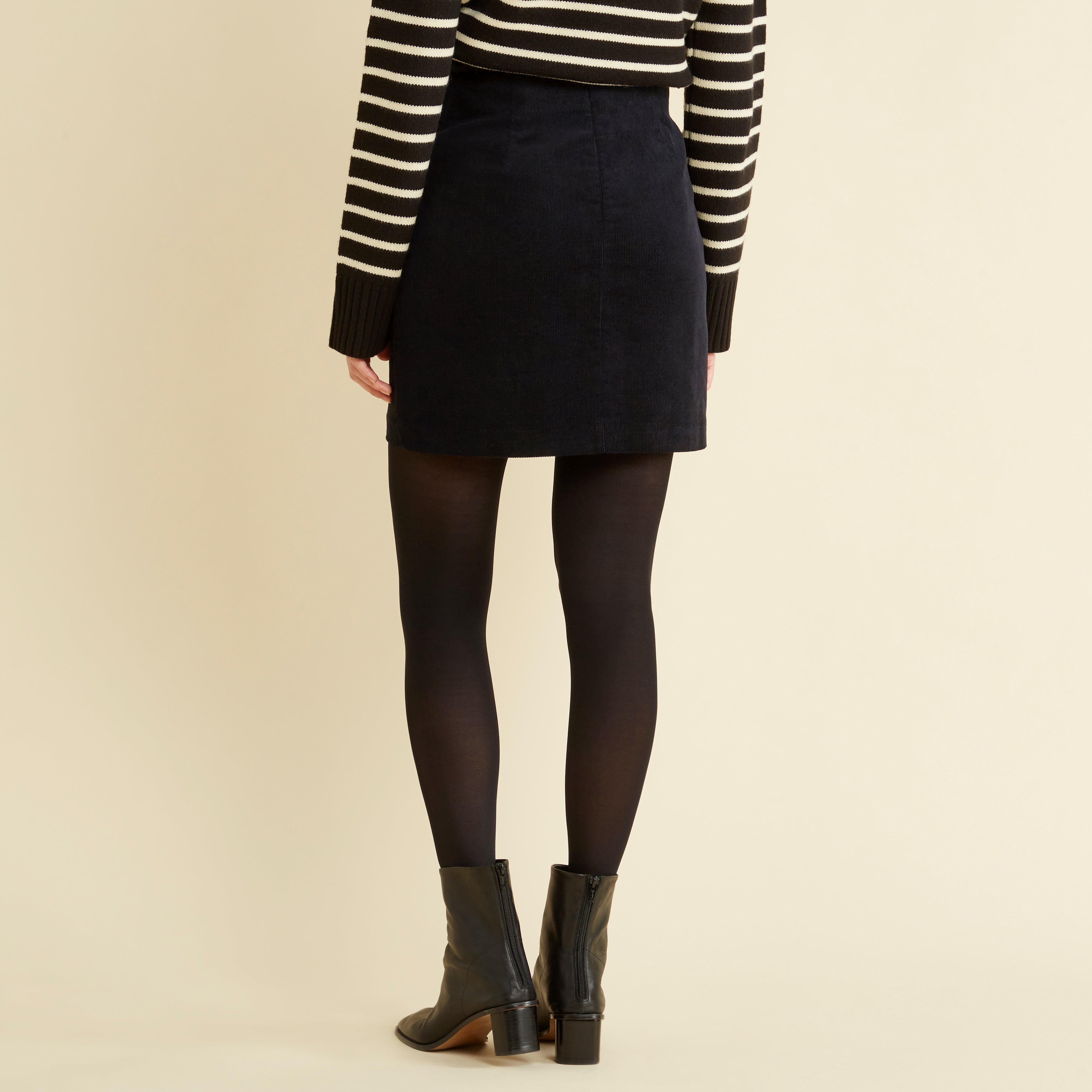 Black Cord Short Skirt