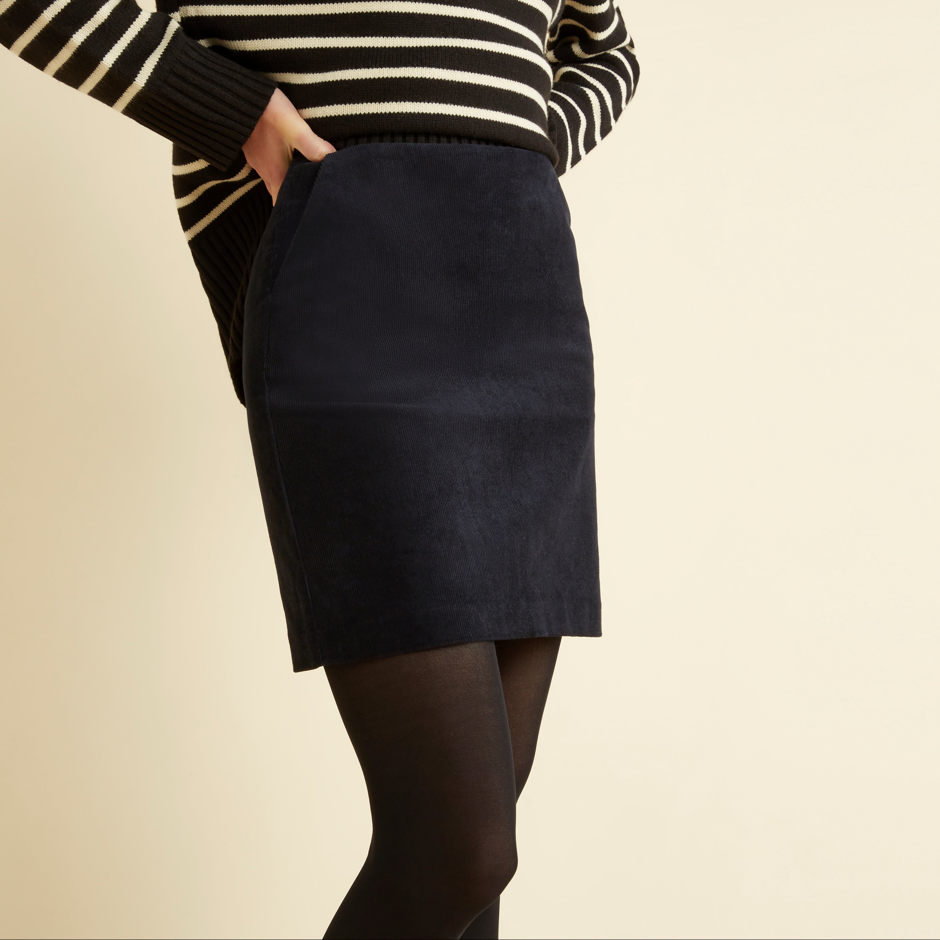 Black Cord Short Skirt