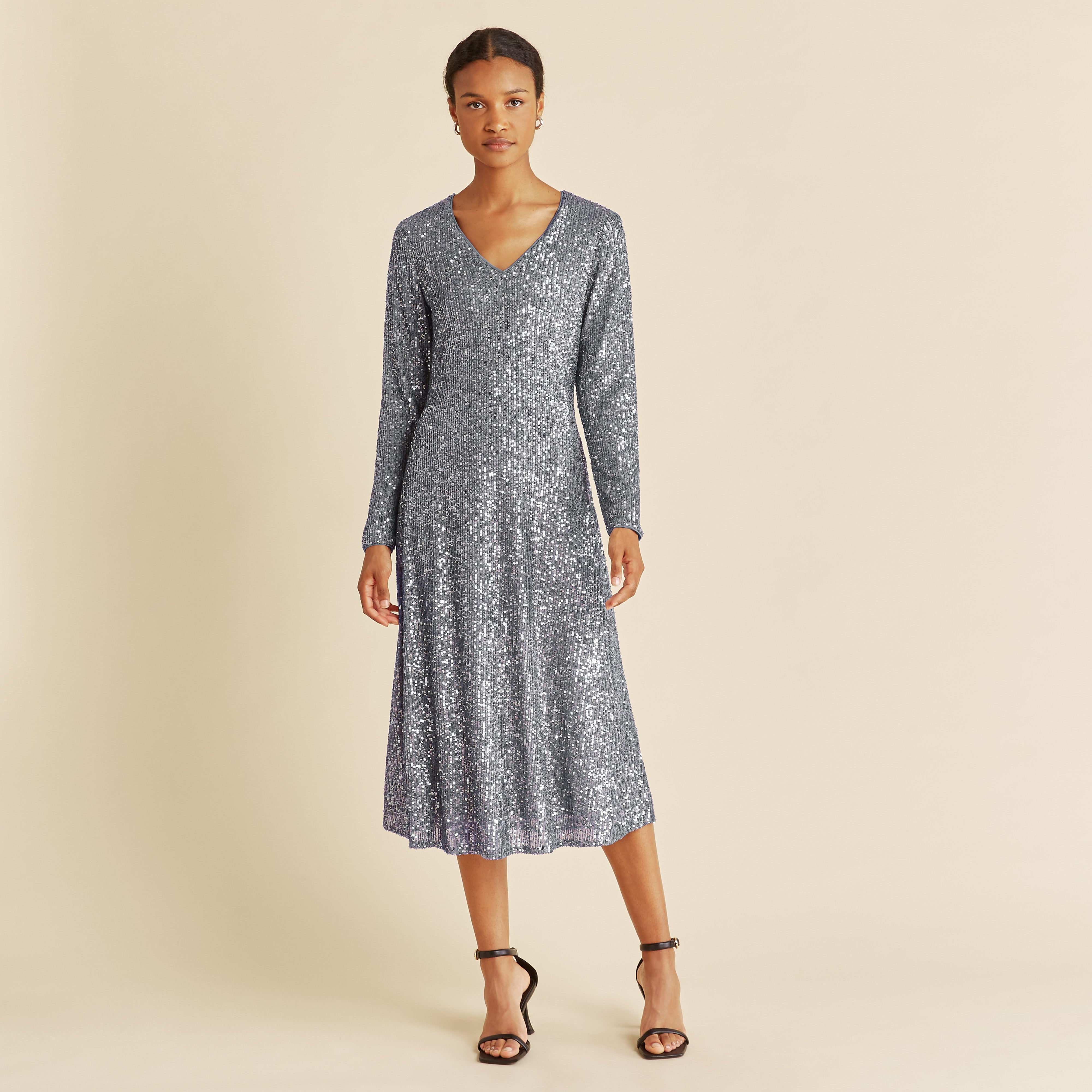Silver sequin sales midi dress