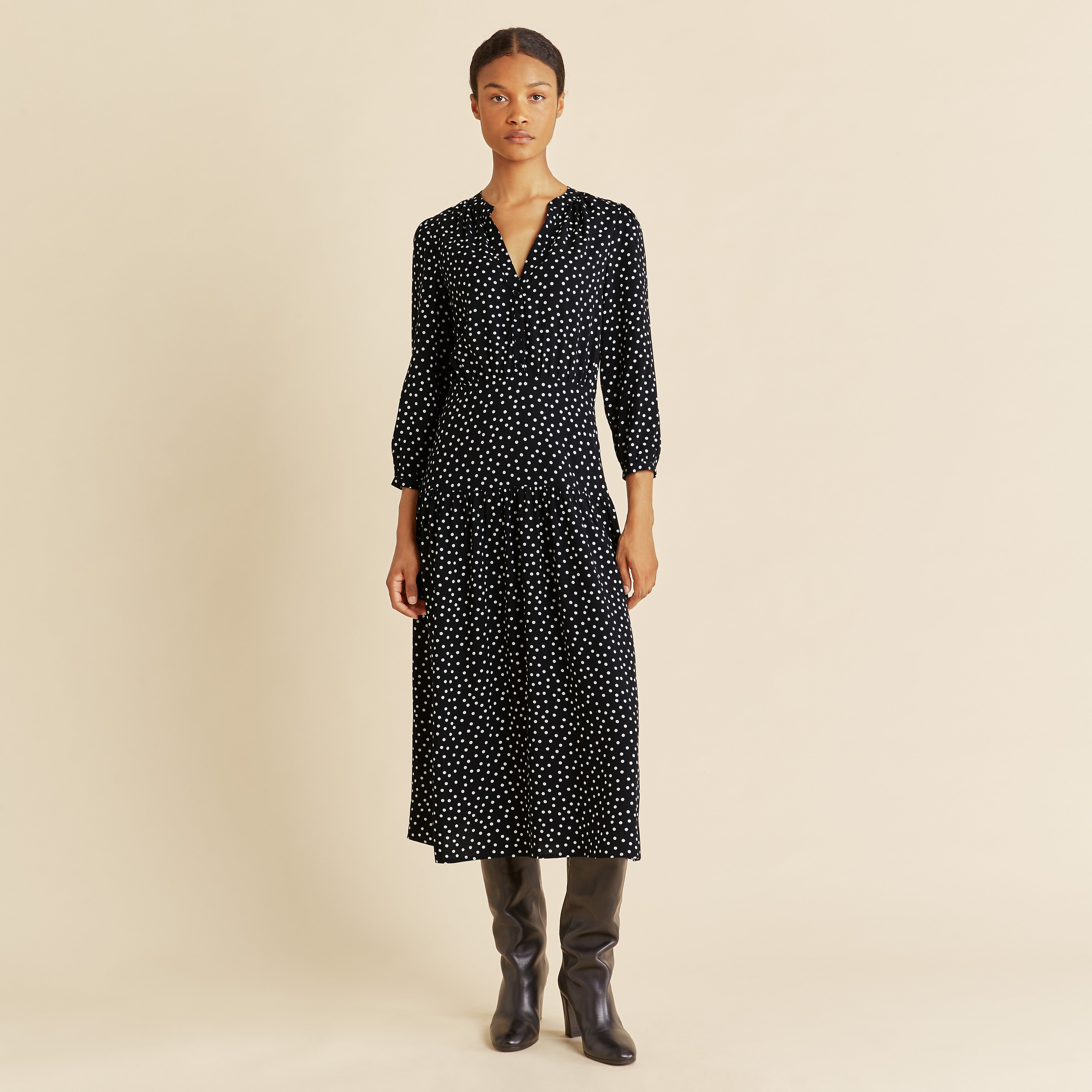 Polka dot top drop waist dress