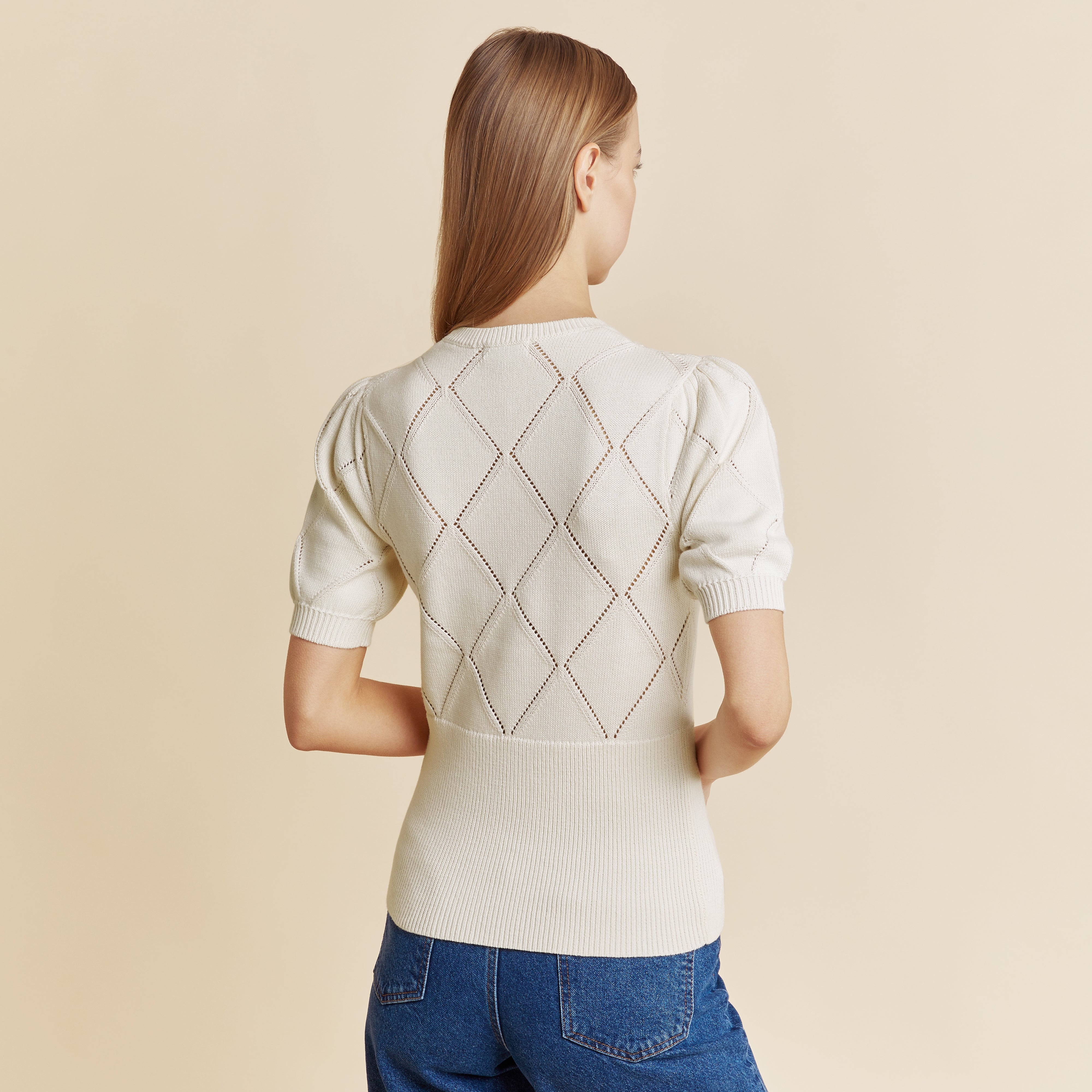 Diamond Pointelle Knitted Top