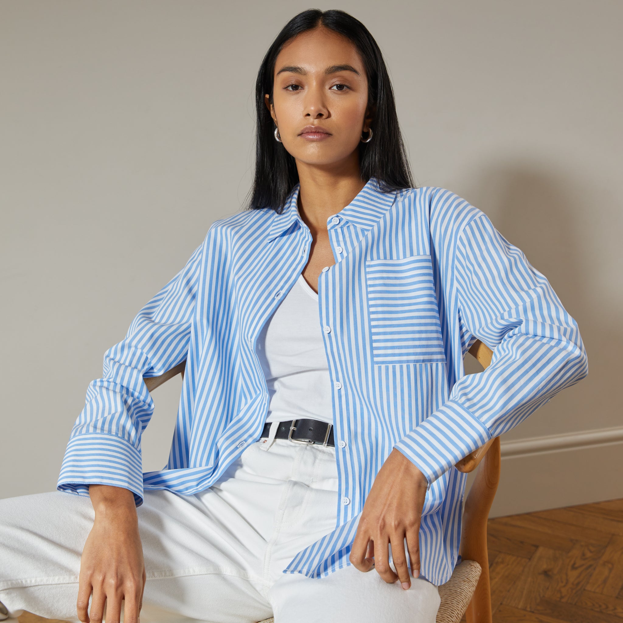 Blue White Stripe Organic Cotton Shirt