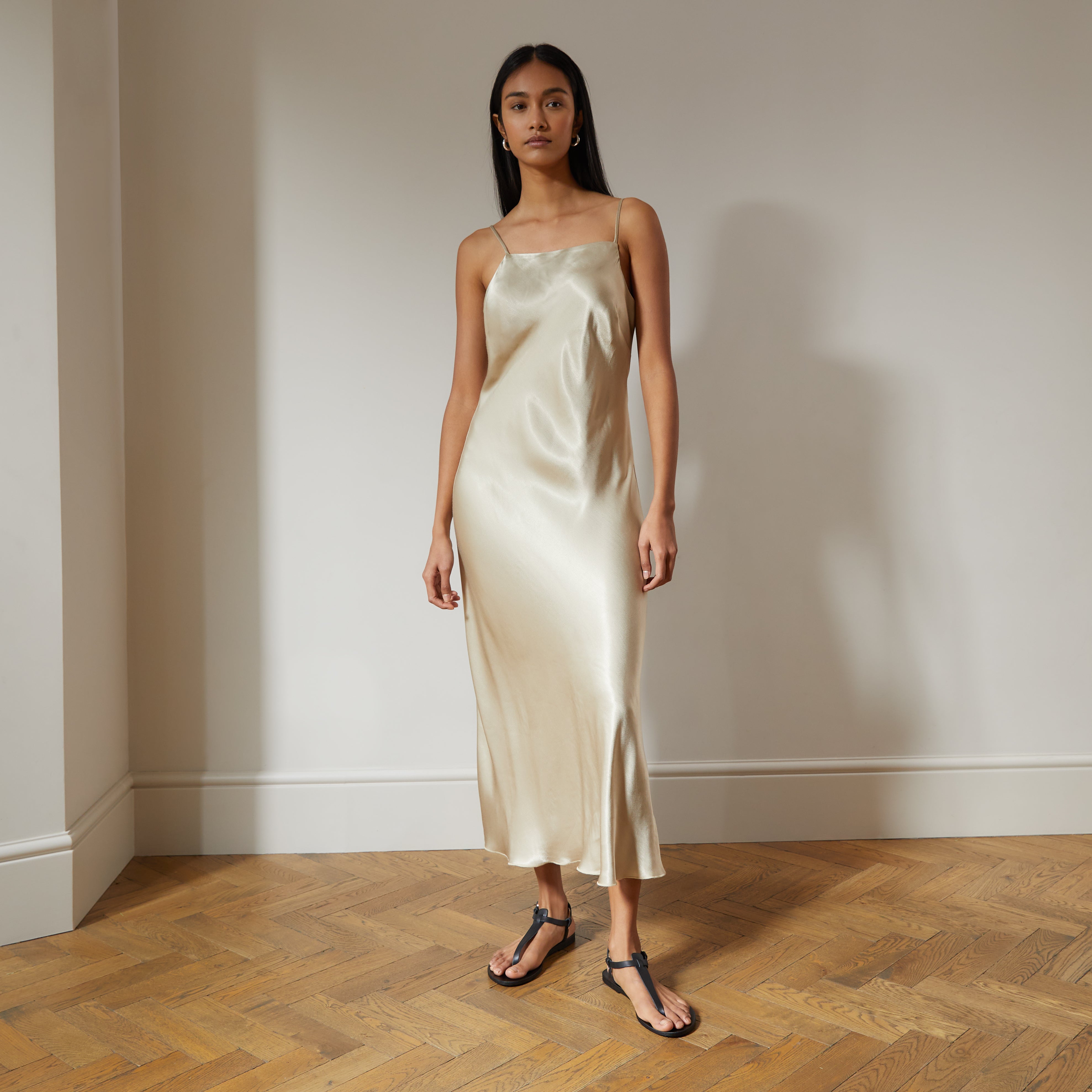 Square Neck Satin Slip Dress Sustainable Womenswear Albaray