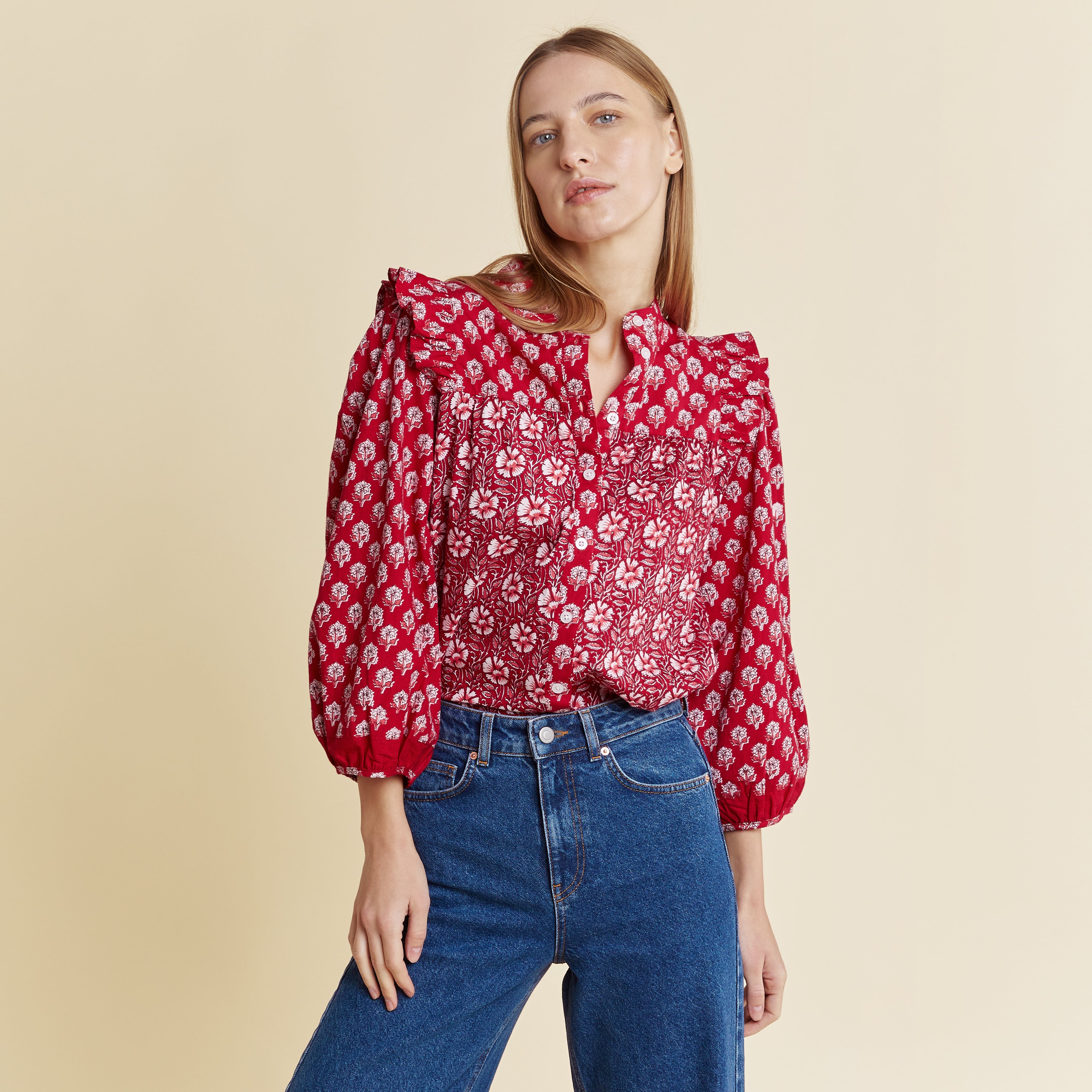 Red Mix Print Blouse