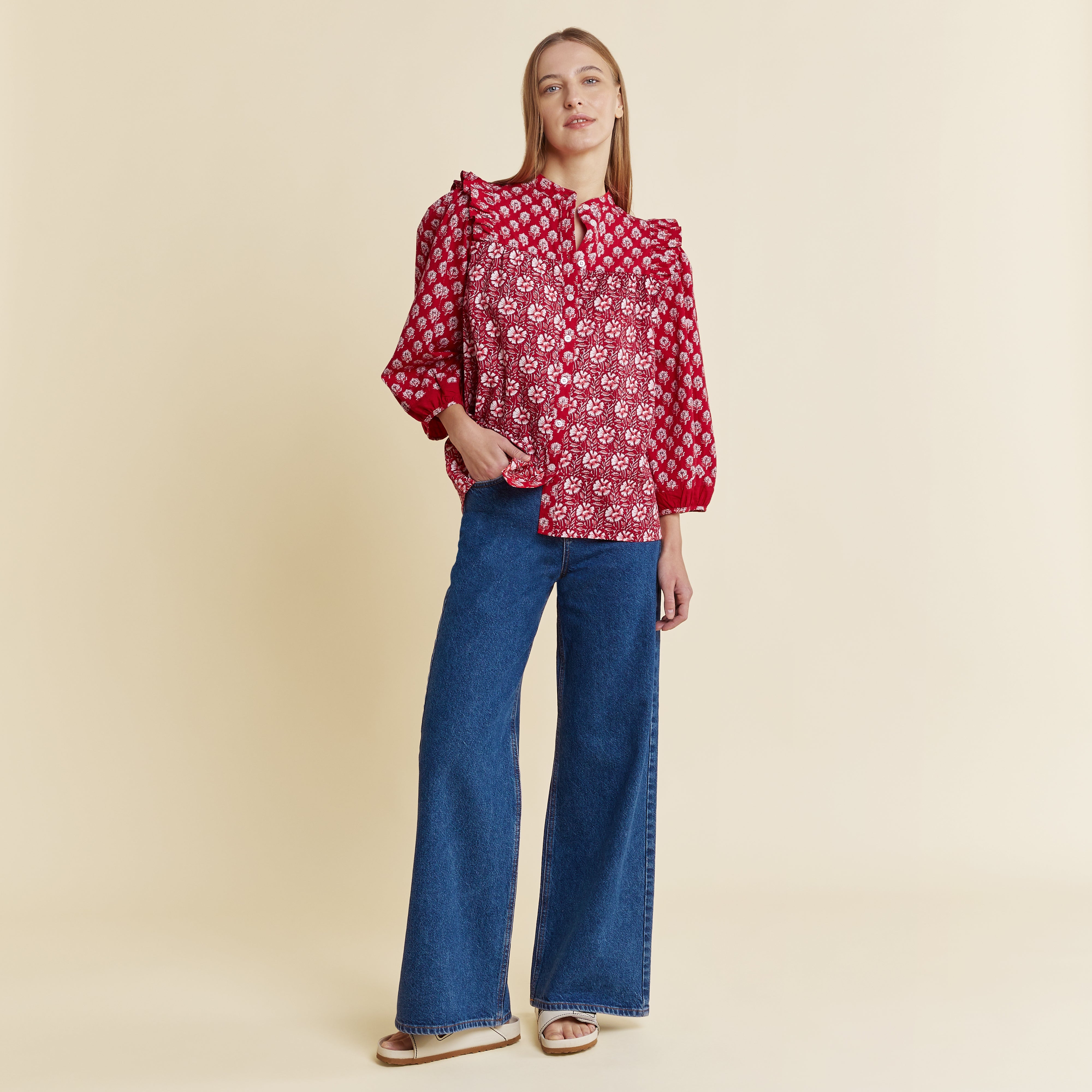Red Mix Print Blouse | Sustainable Womenswear | Albaray