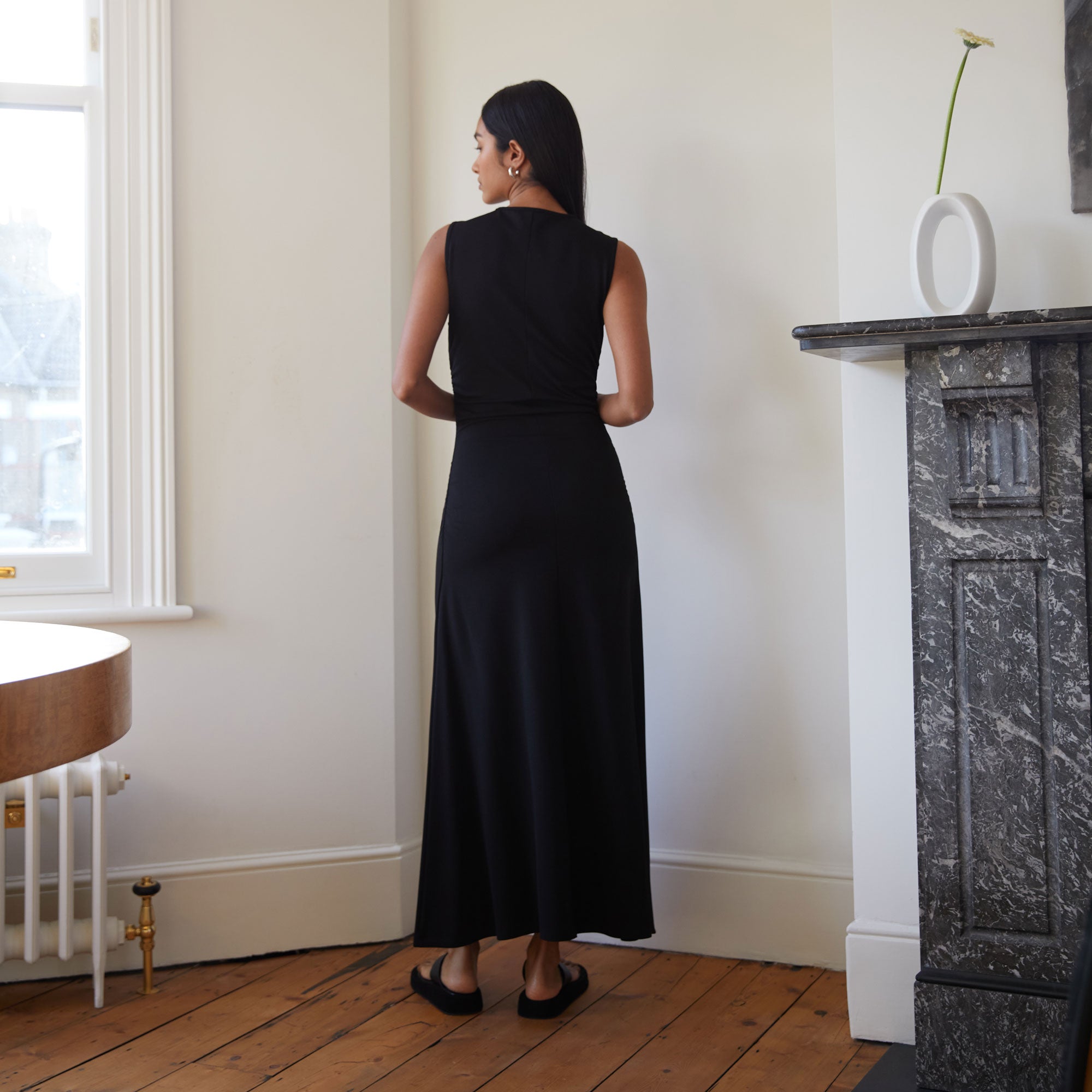 Ruched Sleeveless Maxi Dress