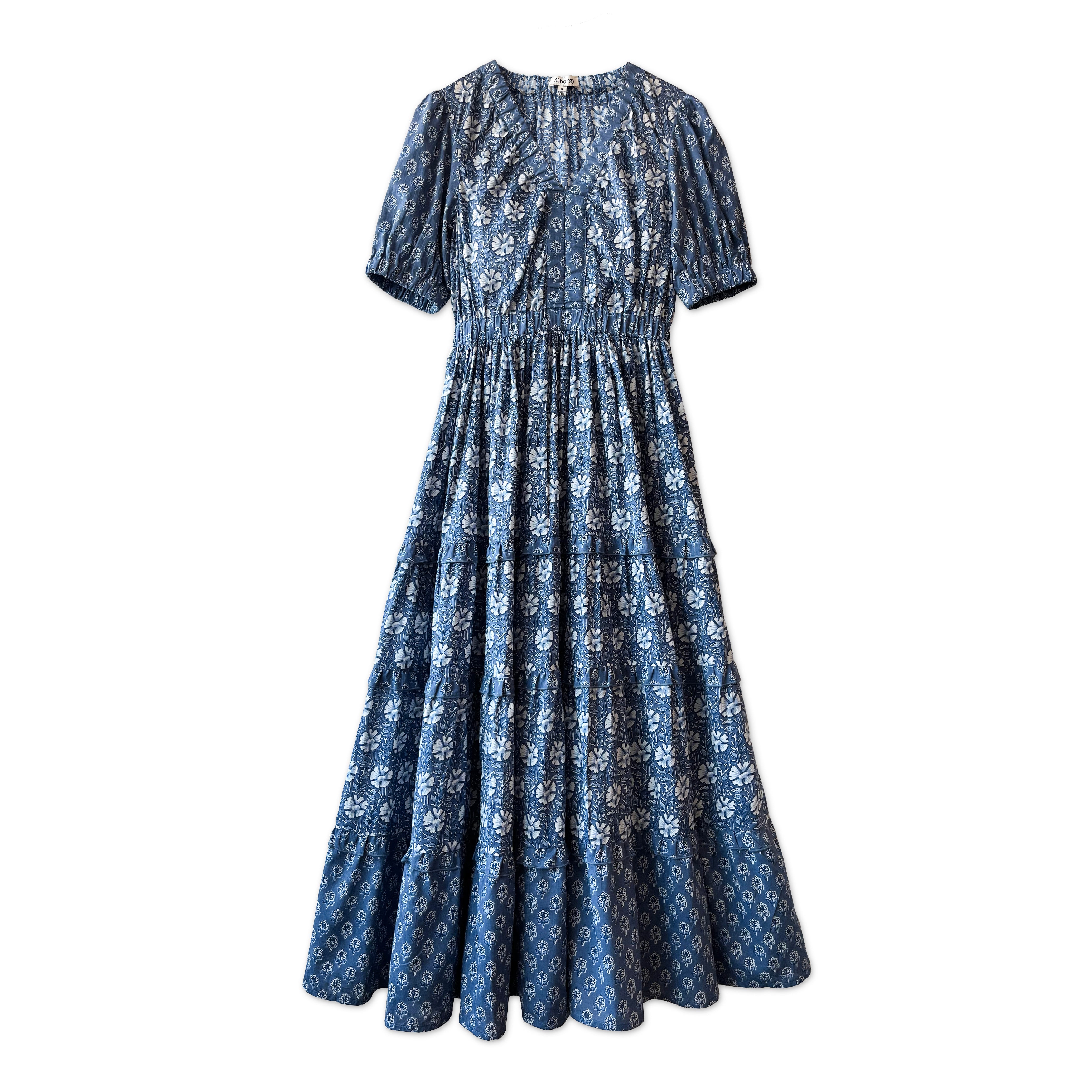 Woodblock V Neck Maxi Dress – Albaray