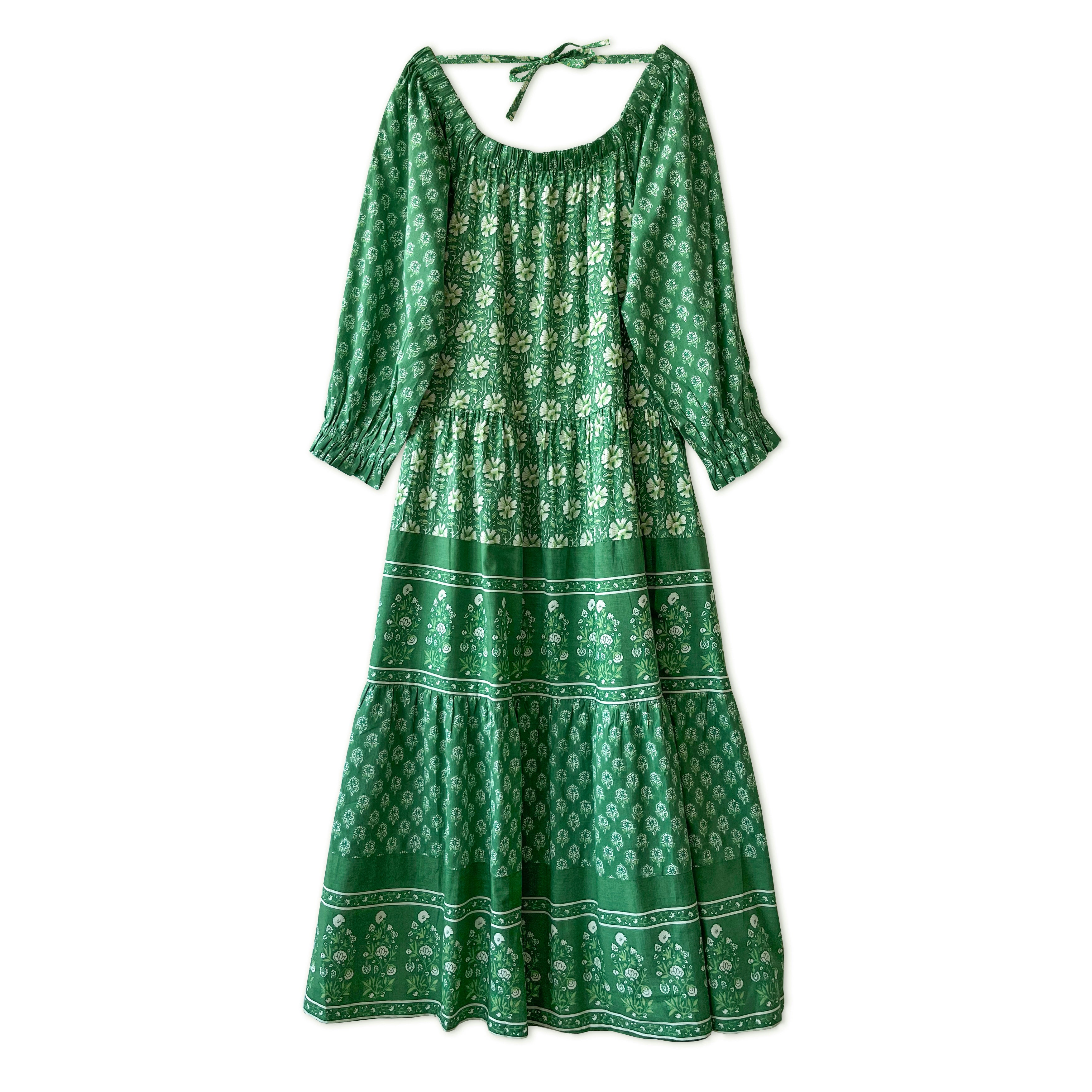 Green Woodblock Dress