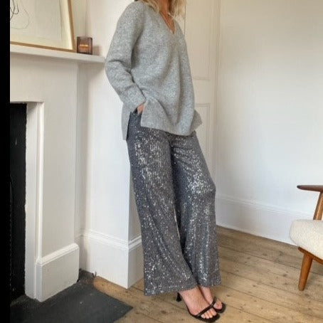 Silver Sequin Trousers